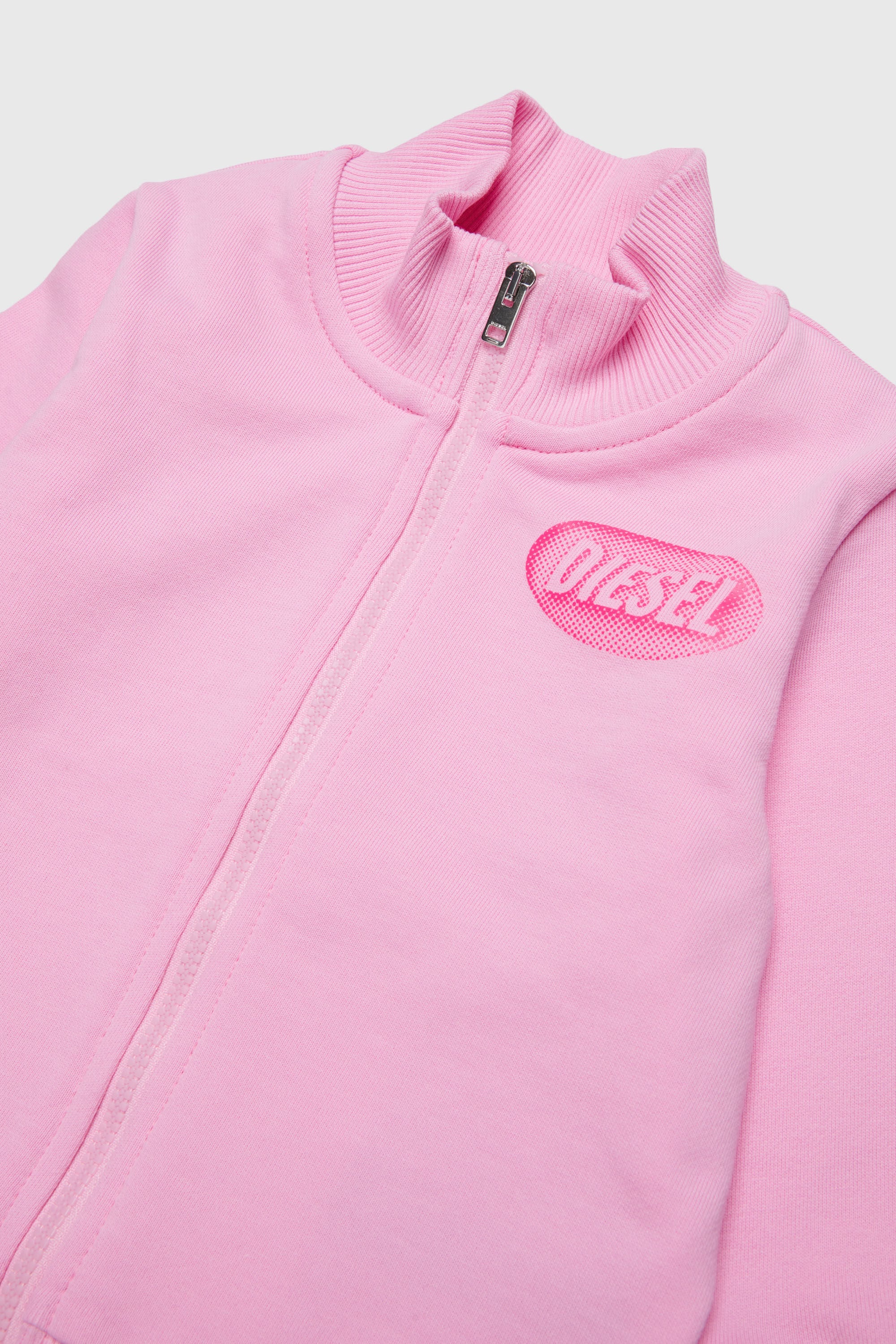 Diesel - SDSELZIPB, Unisex's Zip-up sweatshirt with logo print in Pink - 3