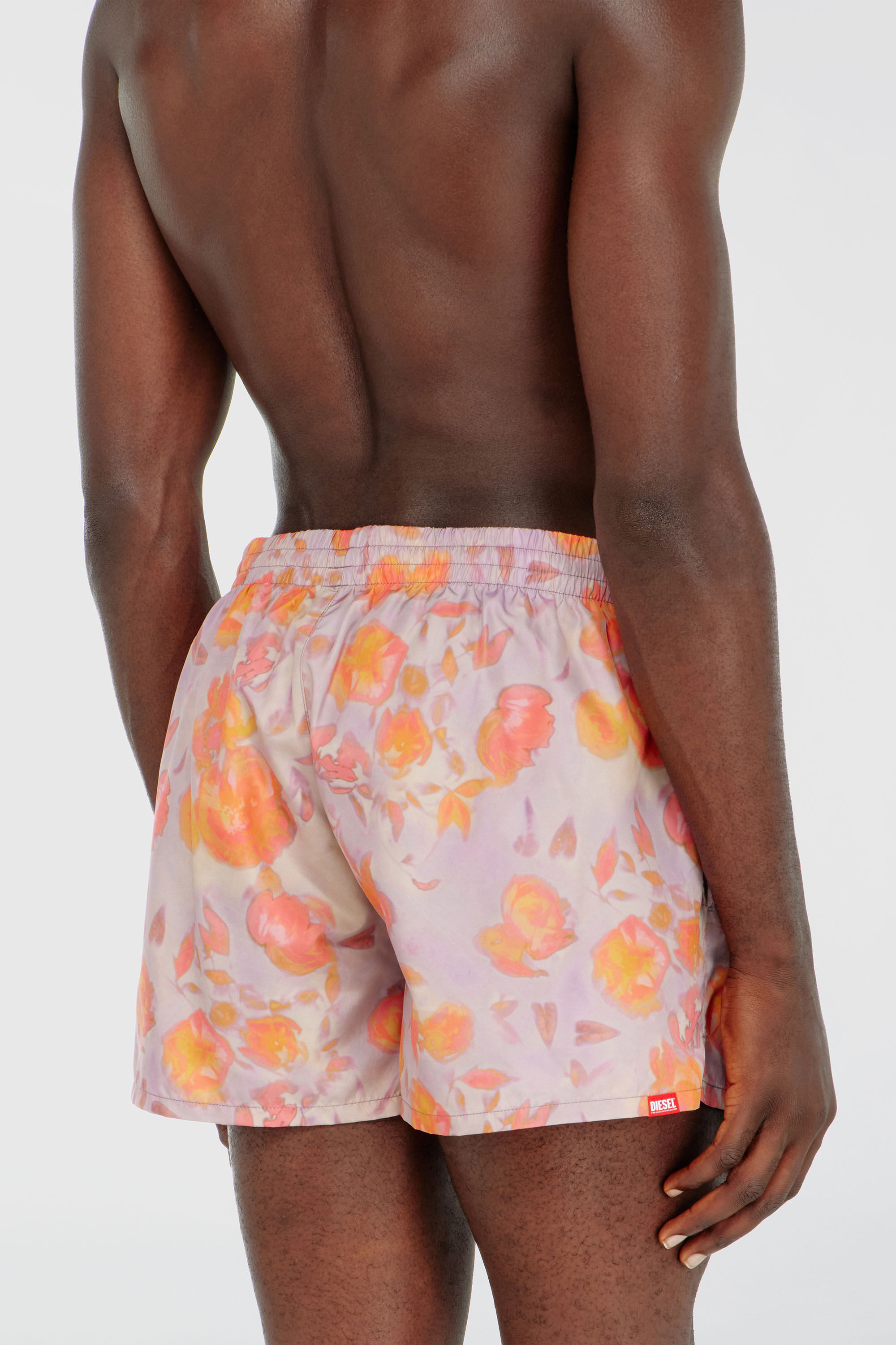 Diesel - OLLY-34-D-CORE, Man's Metallic swim shorts with floral print in Lilac - 3