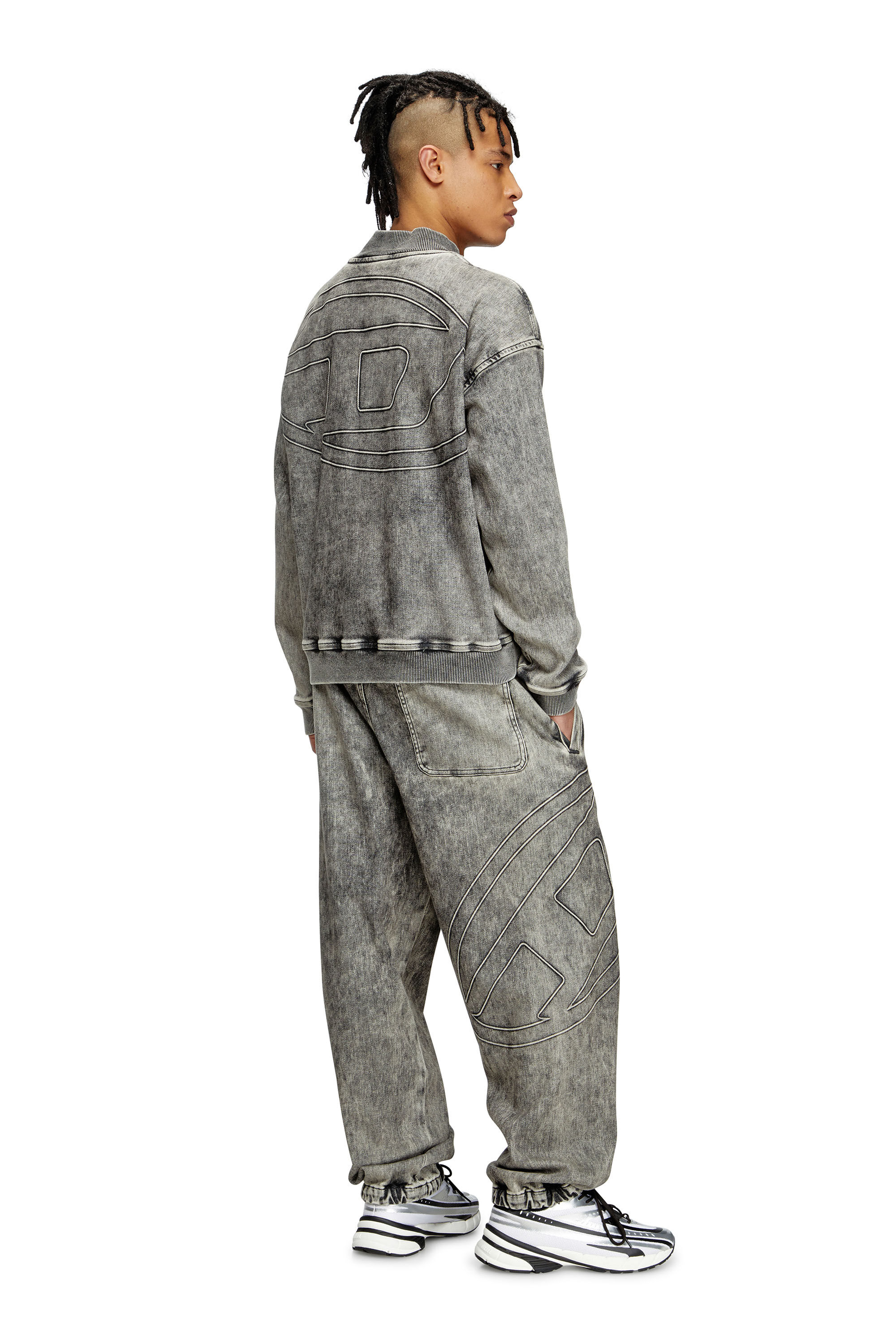 Diesel - D-CARLY-S TRACK, Unisex's Track Denim zip-up sweater with Oval D in Dark grey - 1