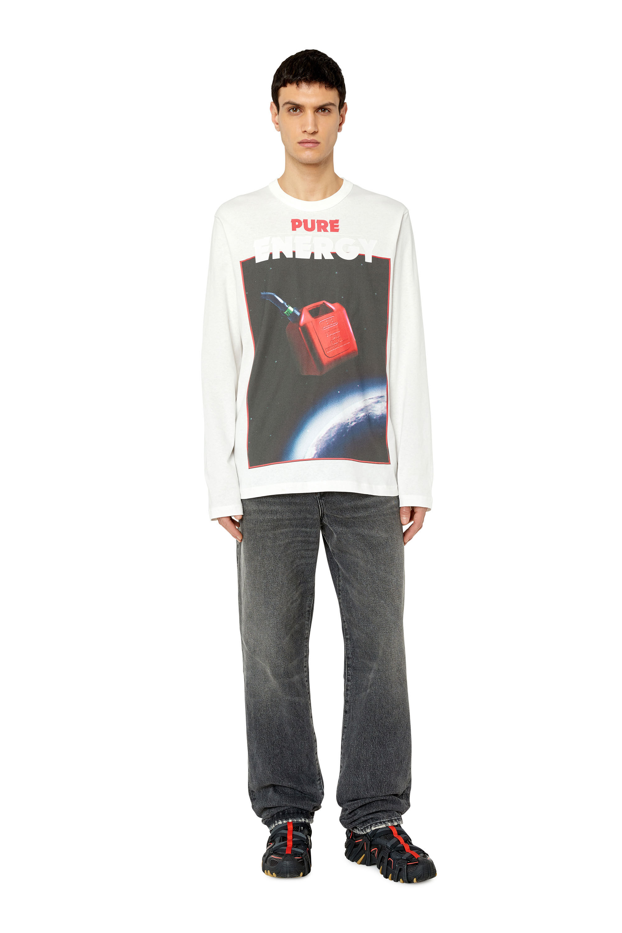 Diesel - T-CRANE-LS-G4, Man's Long-sleeve T-shirt with graphic prints in White - 1