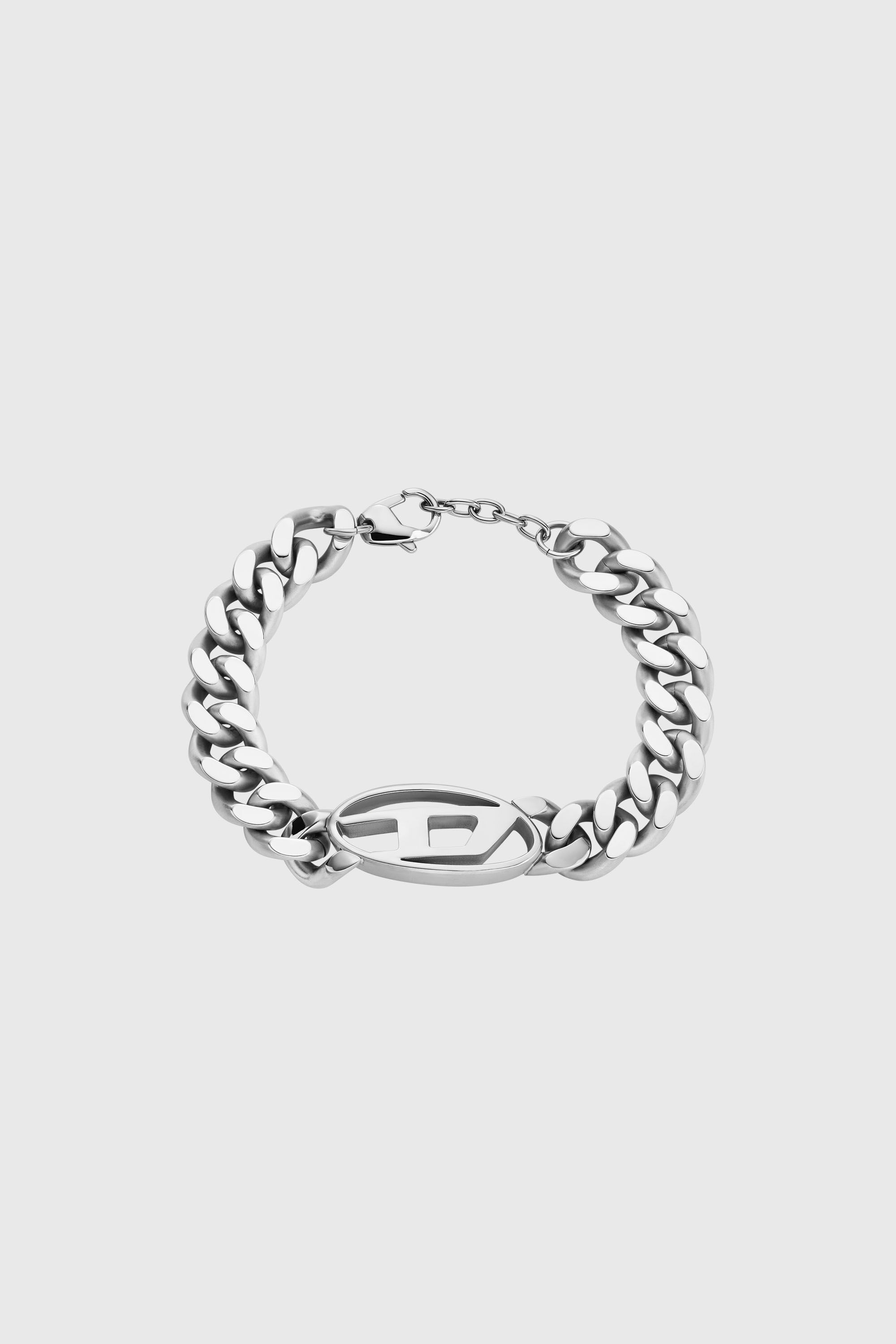 Men's Oval D Logo Chain Bracelet | Silver | Diesel GR