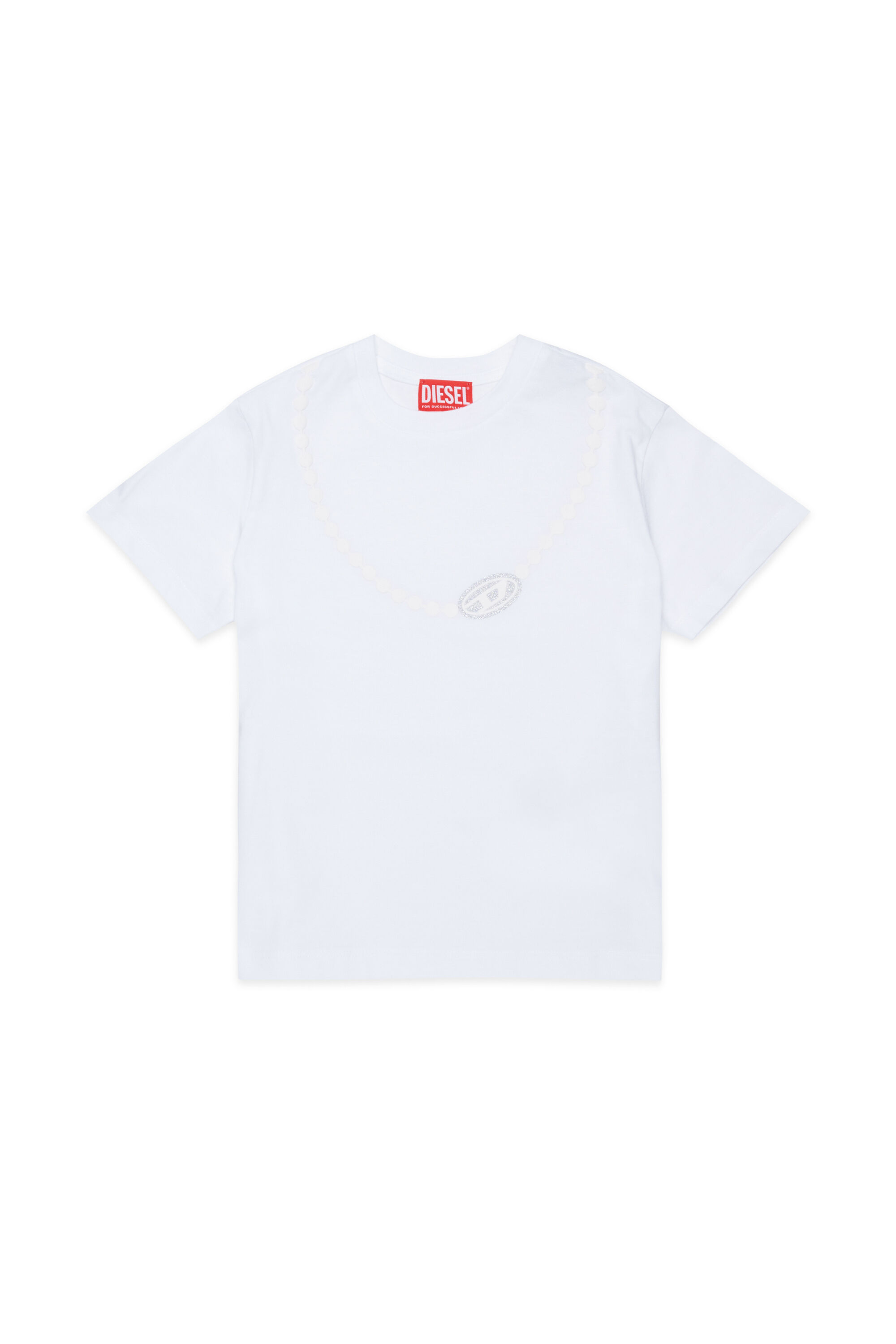 Diesel - TICLA, Woman's Cotton T-shirt with necklace print in White - 1