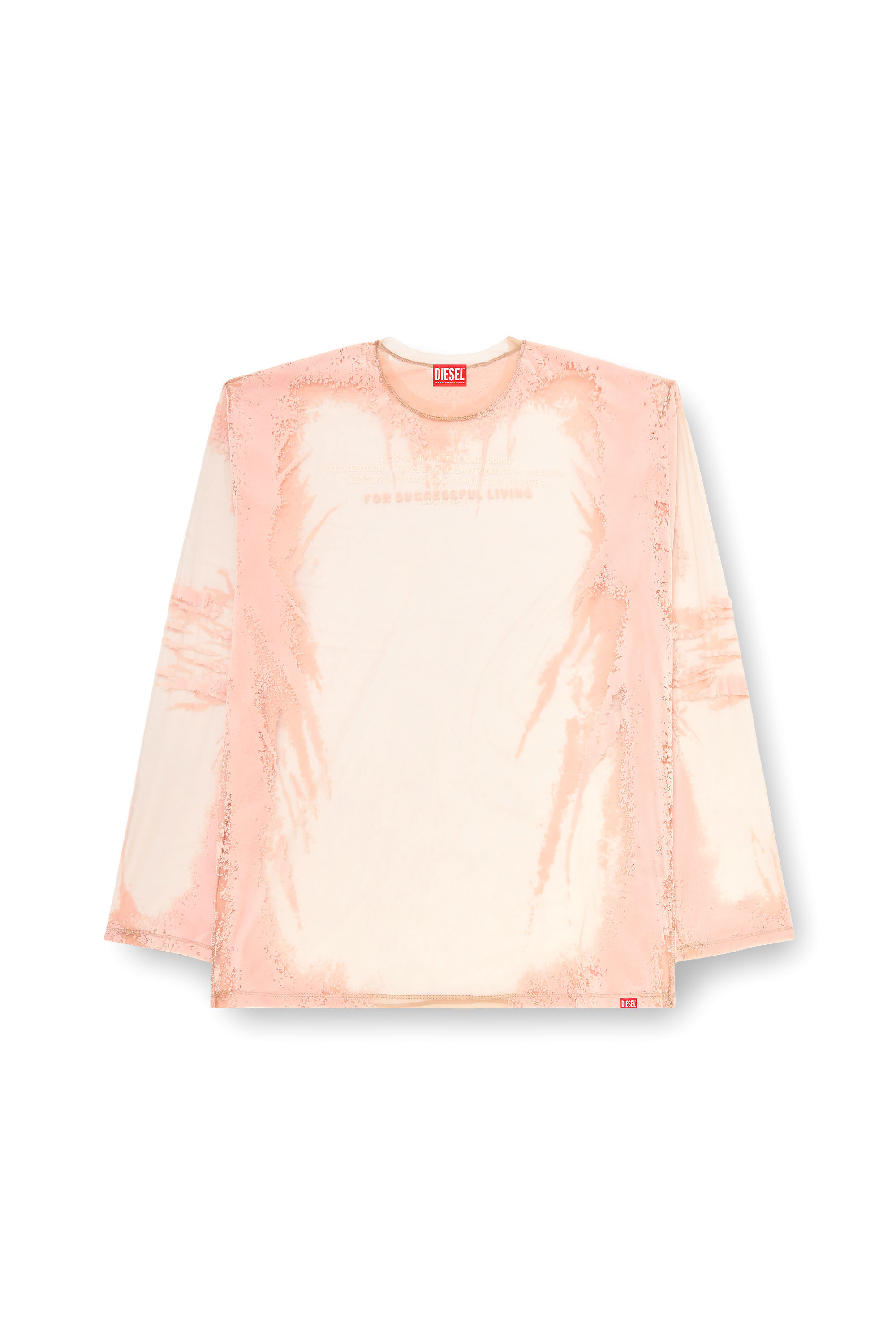 Diesel - T-HASSAN-LS-A, Unisex's Long-sleeve nylon T-shirt with lyrics print in Pink - 2