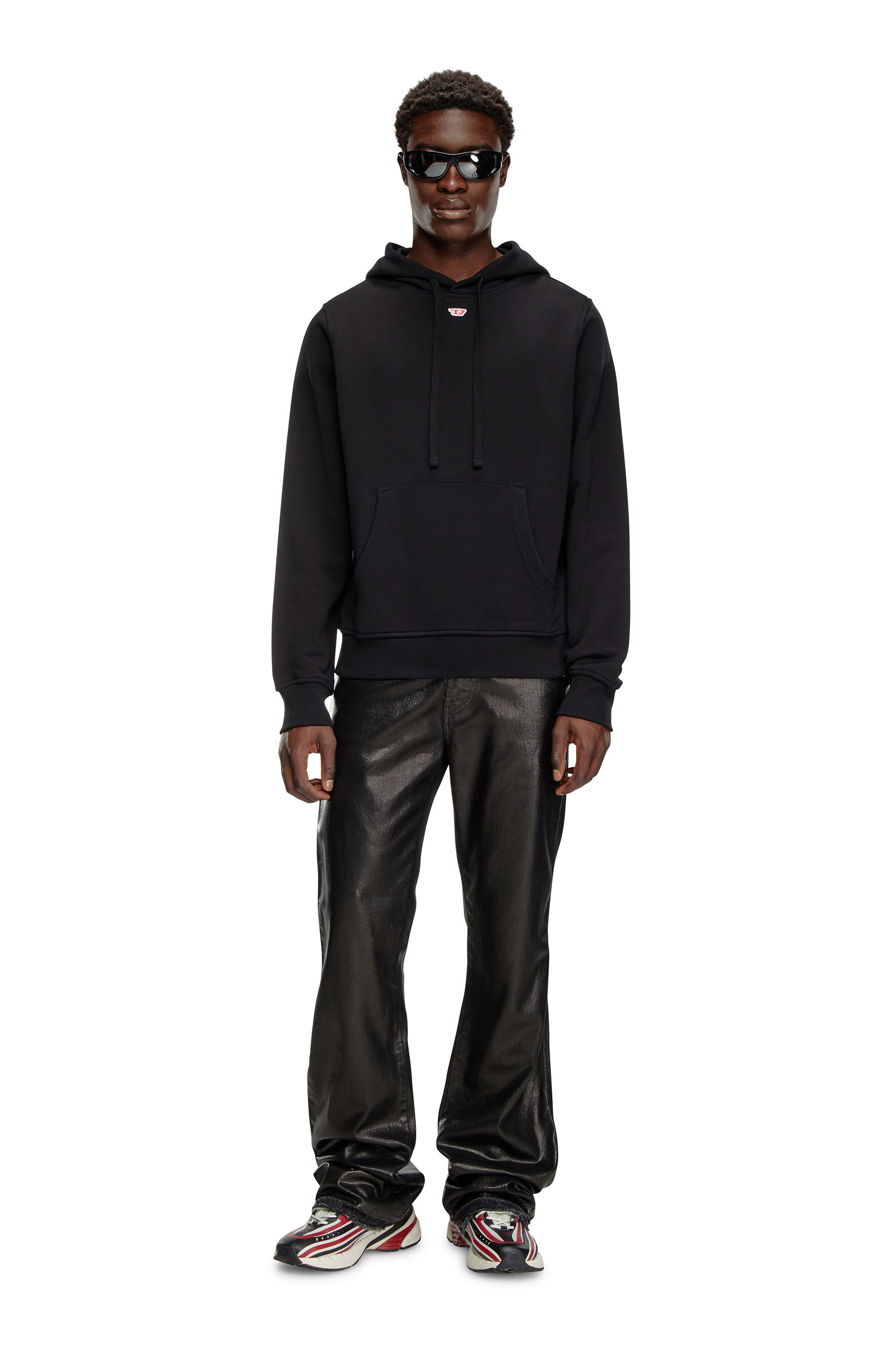 Diesel - S-GINN-HOOD-D, Man Cotton hoodie with mini D patch in Black - Image 1