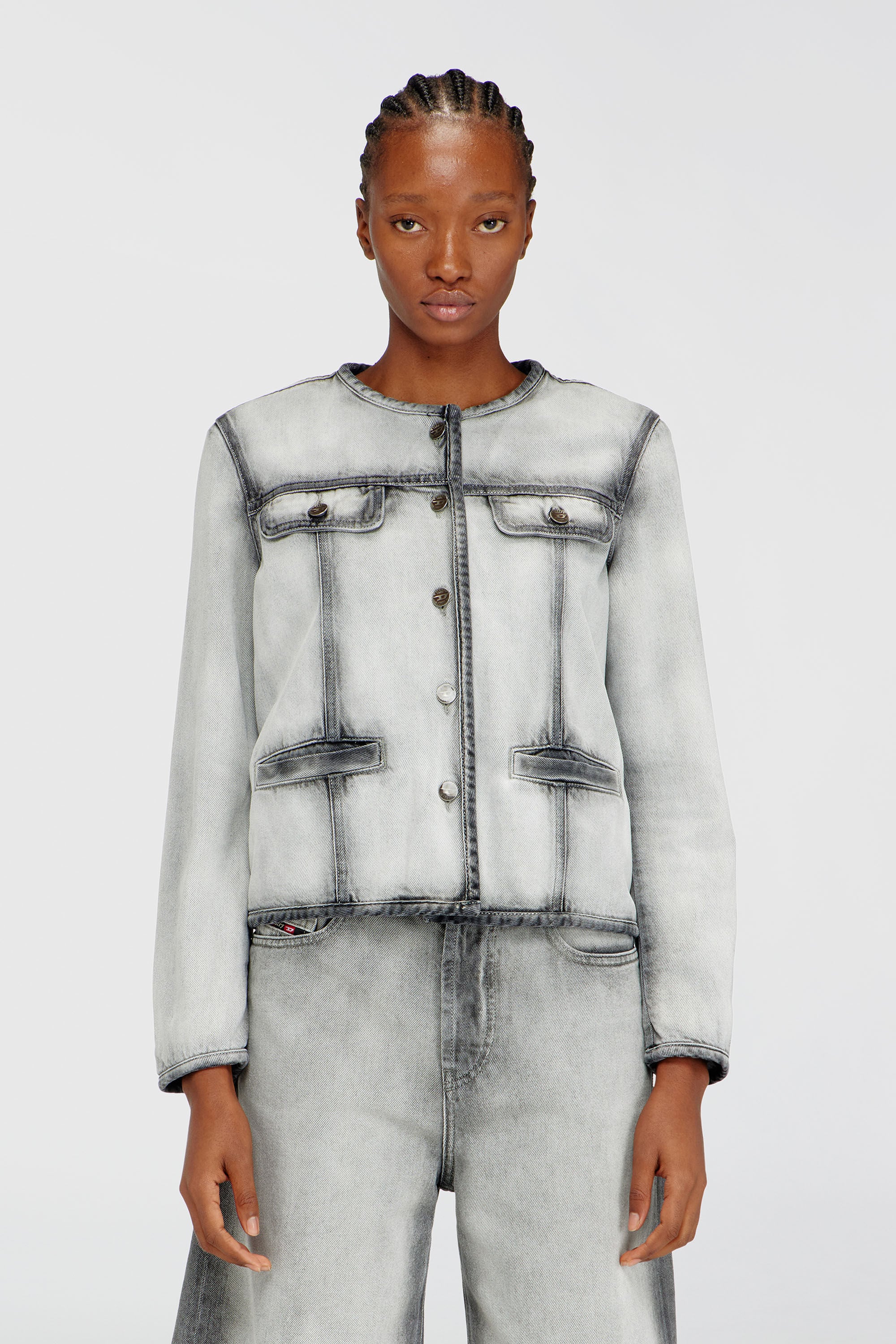 Diesel - DE-GRAFY-FSI, Woman's Jacket in soft skeleton denim in Grey - 3