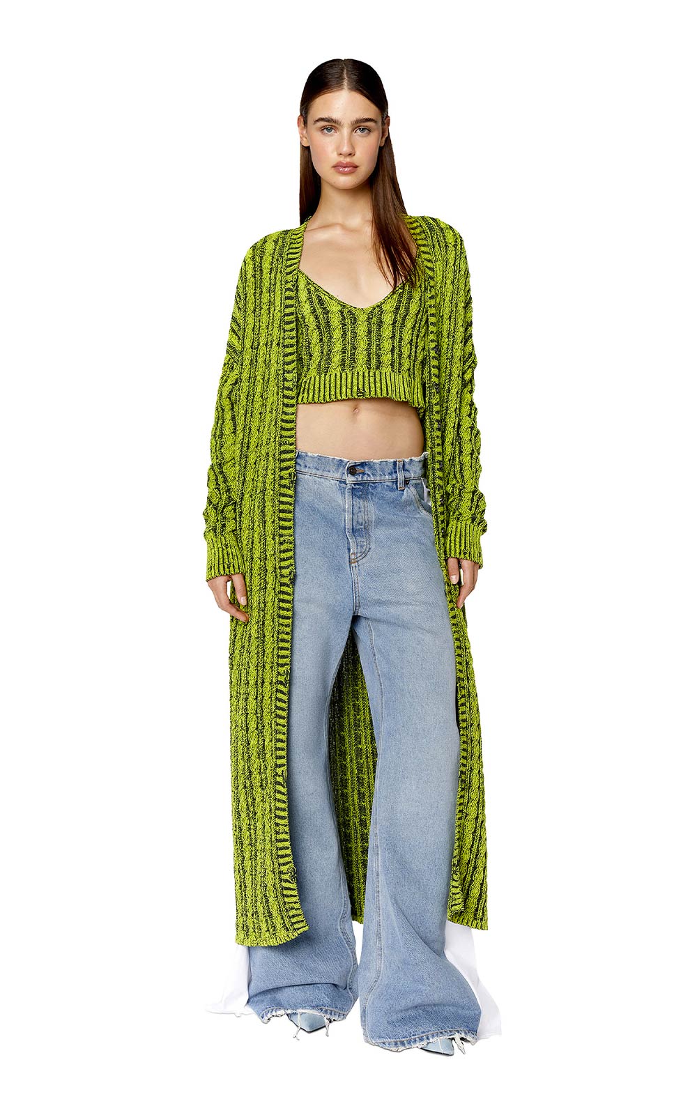 Crop top in cable-knit chenille