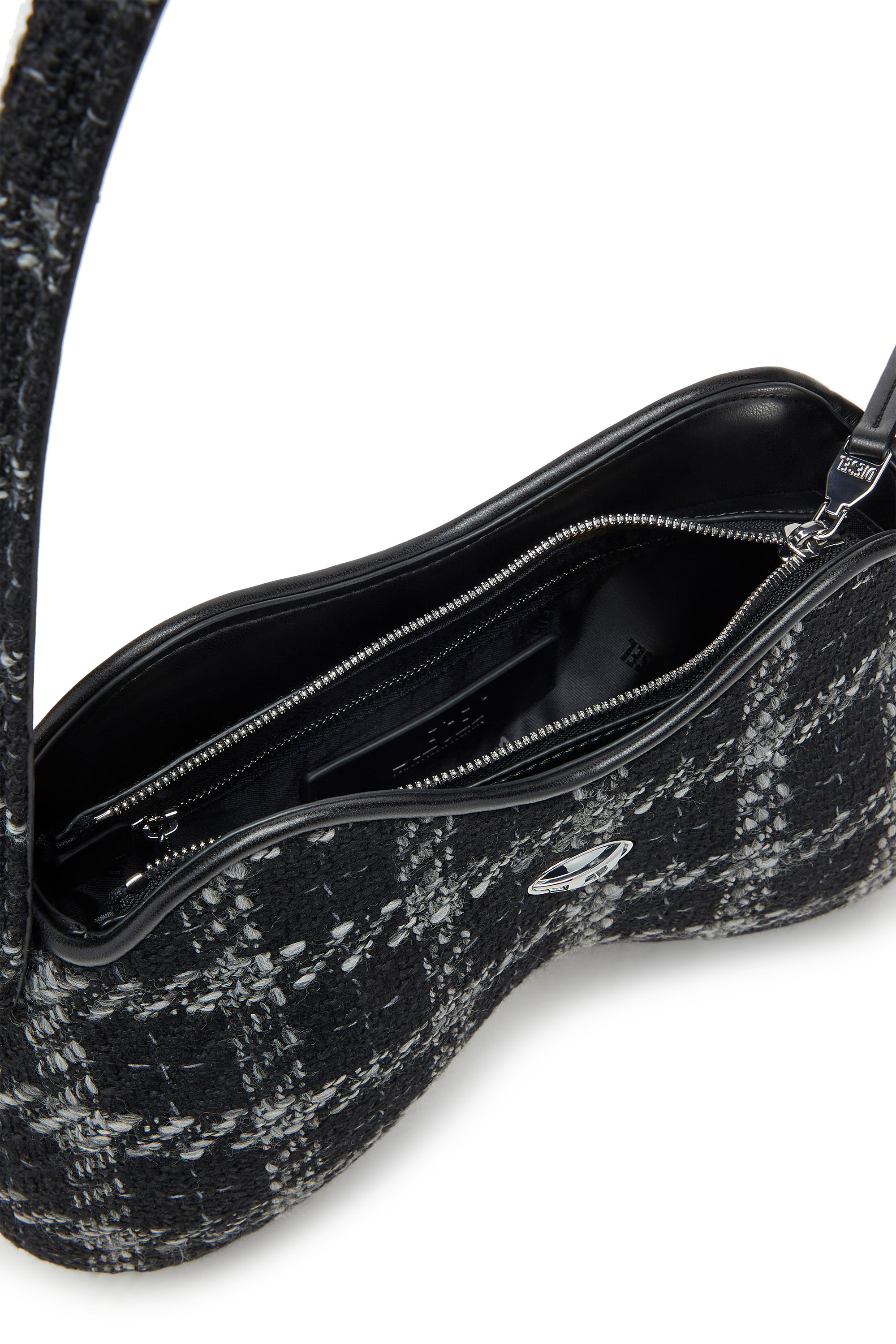 Diesel - DOUBLE-D SHOULDER, Woman's Double-D-Shoulder bag with houndstooth motif in Black - 3