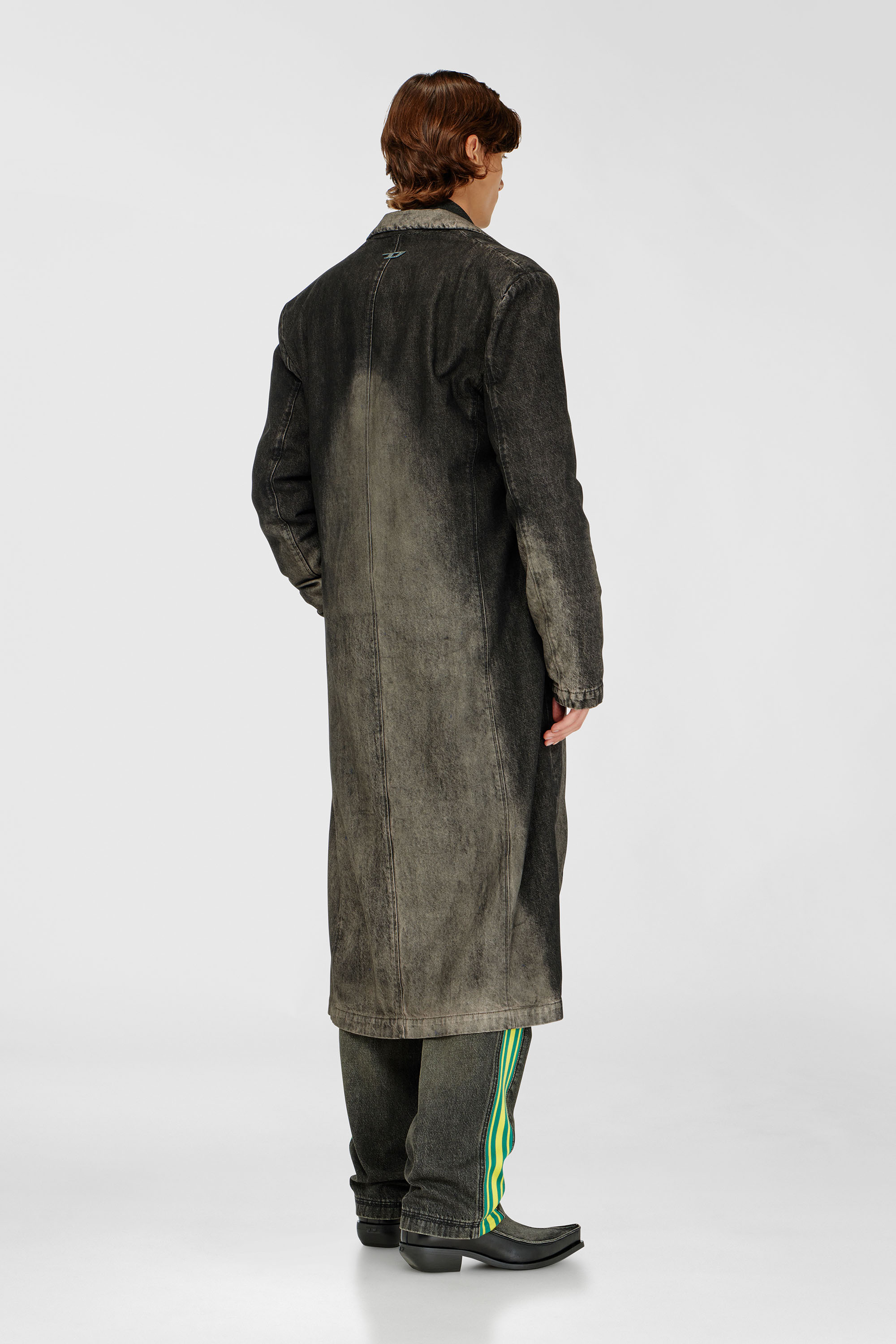 Diesel - D-IANCH-FSJ, Unisex's Long coat in dirty-effect denim in Black/Dark grey - 4