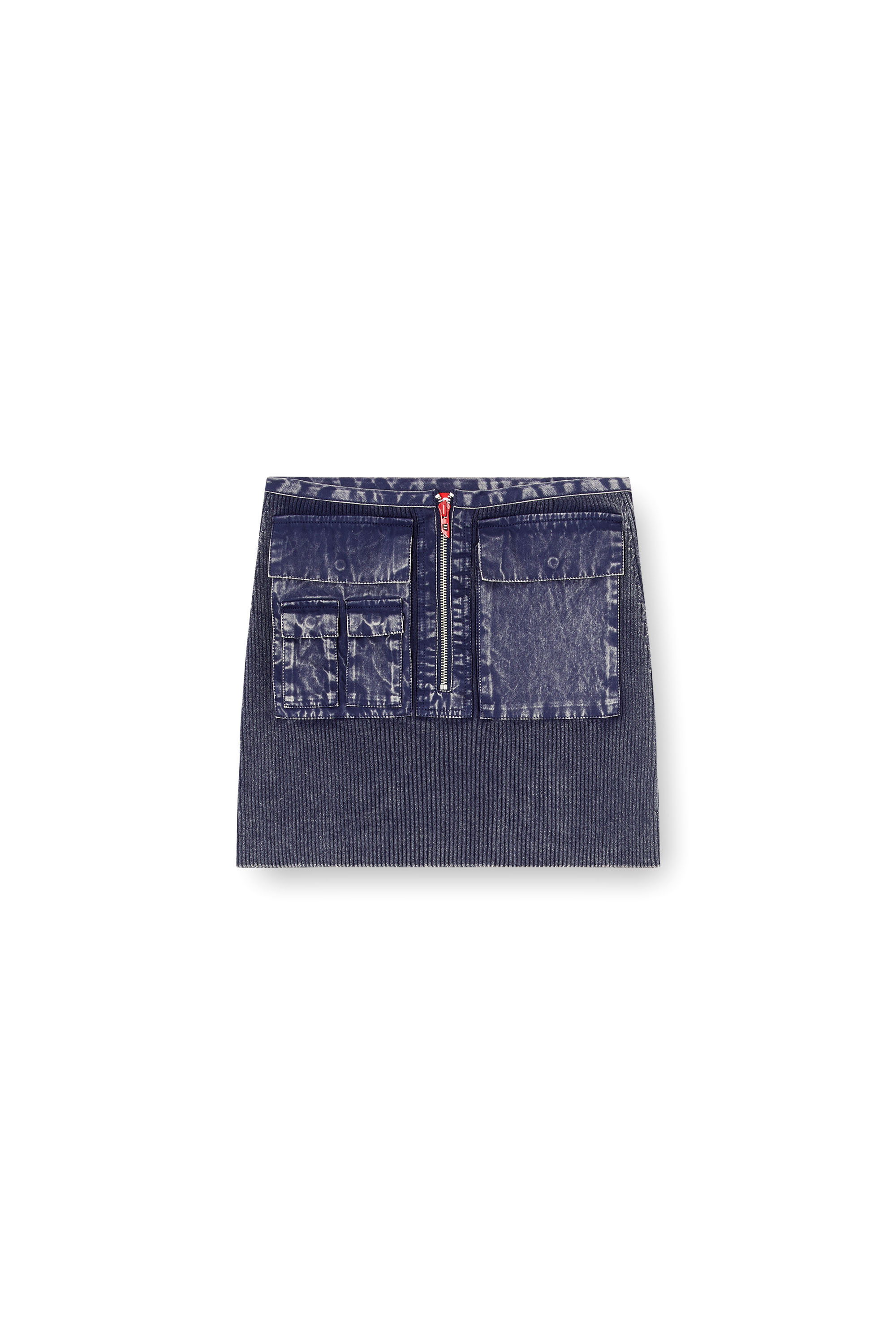 Diesel - M-MERYN-SHORT, Woman's Ribbed mini skirt with denim treatment in Dark Blue - 3