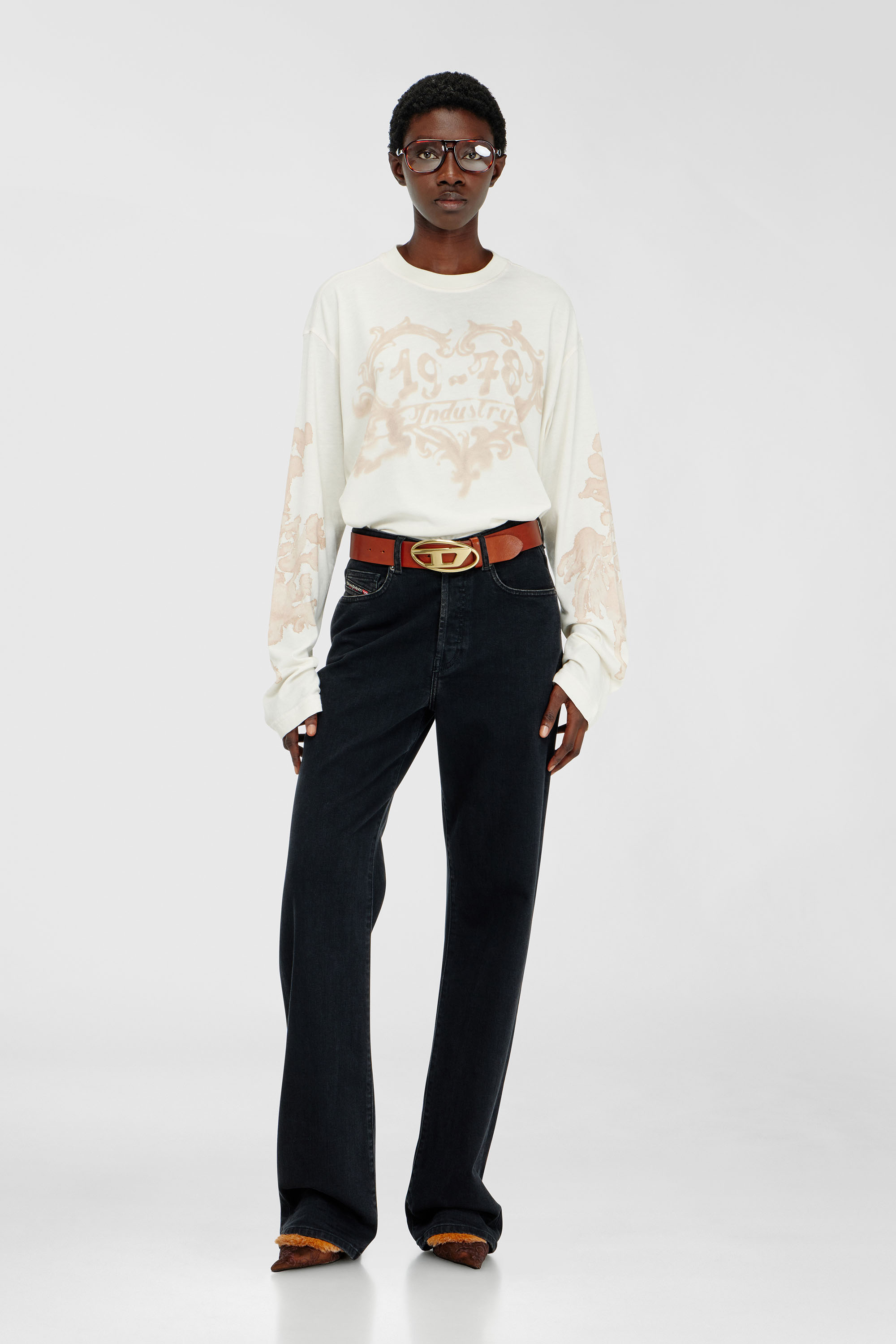 Cotton long-sleeve T-shirt with graphic print