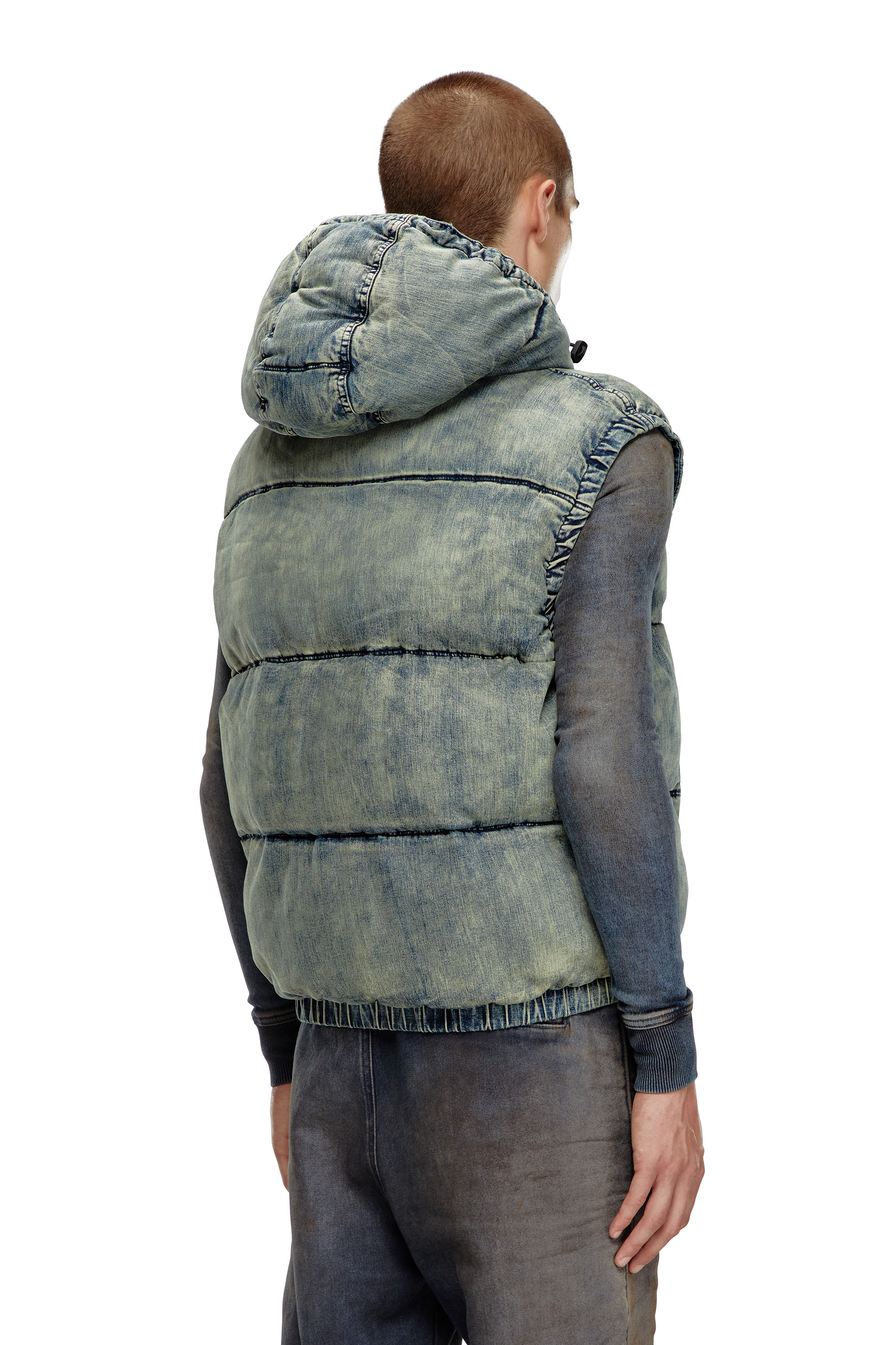 Diesel - W-MONS-SL, Man's Padded vest in faded denim in Blue - 4