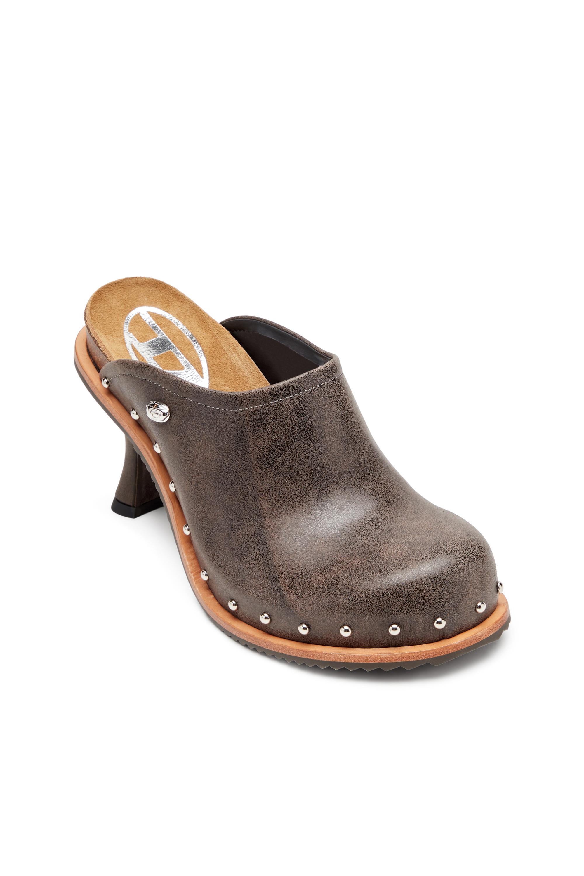 Diesel - D-WOODSTOCK ML CLOG W, Woman's Studded leather mules in Dark Brown - 7