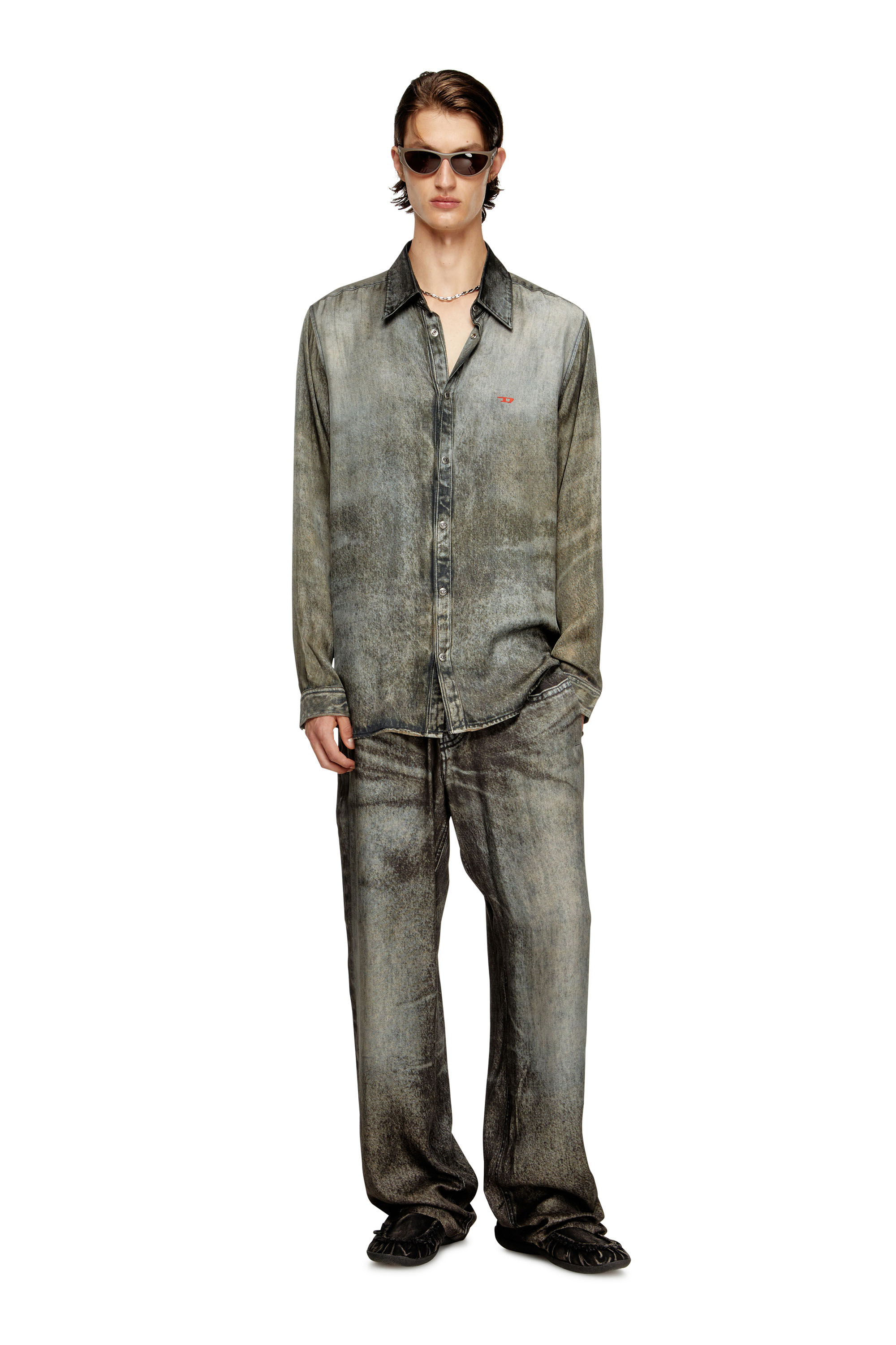 Diesel - P-THECK-LKCT, Man's Elasticated pants in denim-look viscose in Black - 1