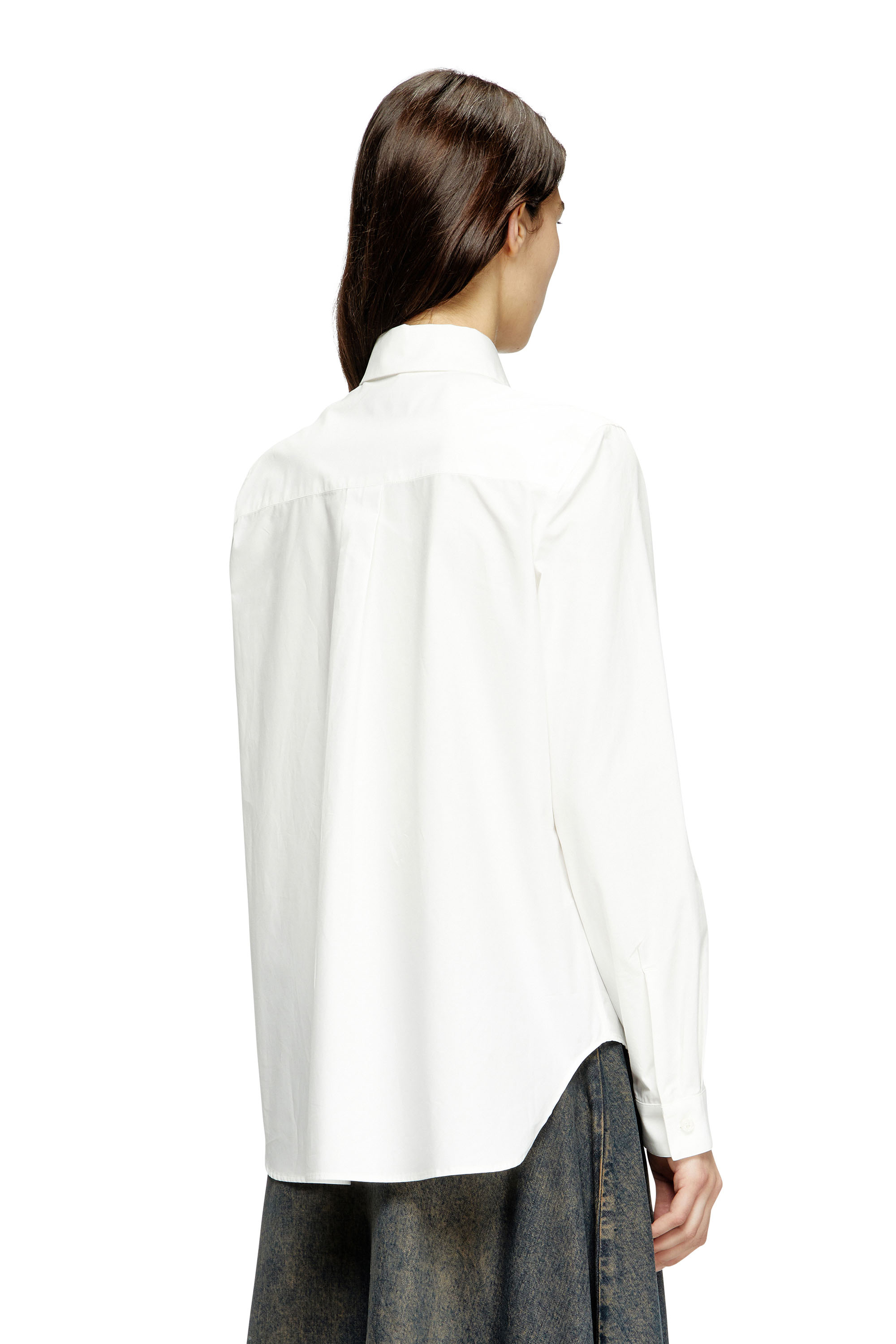 Diesel - C-RONOS, Woman's Poplin shirt with Oval D in White - 4