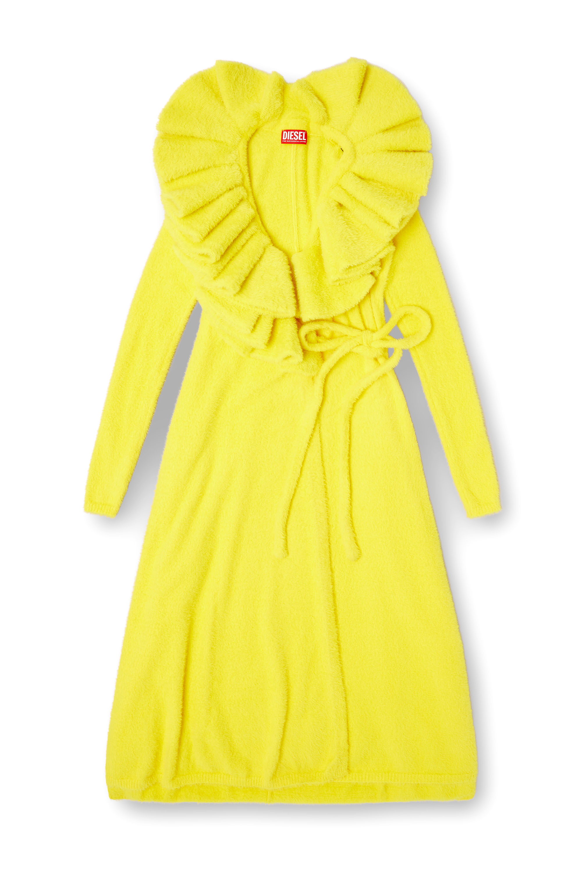 Diesel - M-INGELINA, Woman's Fluffy midi dress with ripple neck in Yellow - 2
