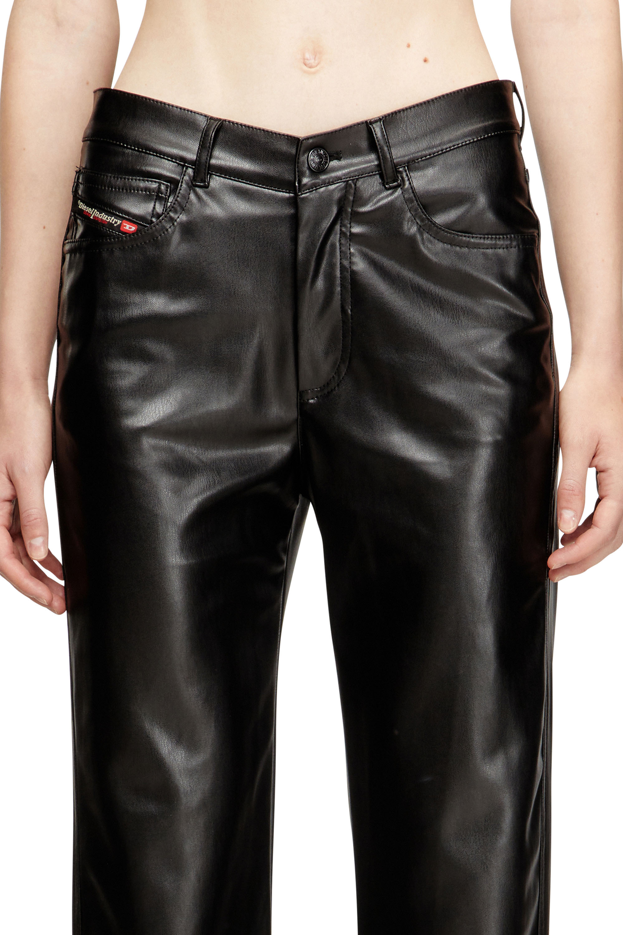 Diesel - P-LAIN, Woman's Five pocket pants in coated fabric in Black - 4
