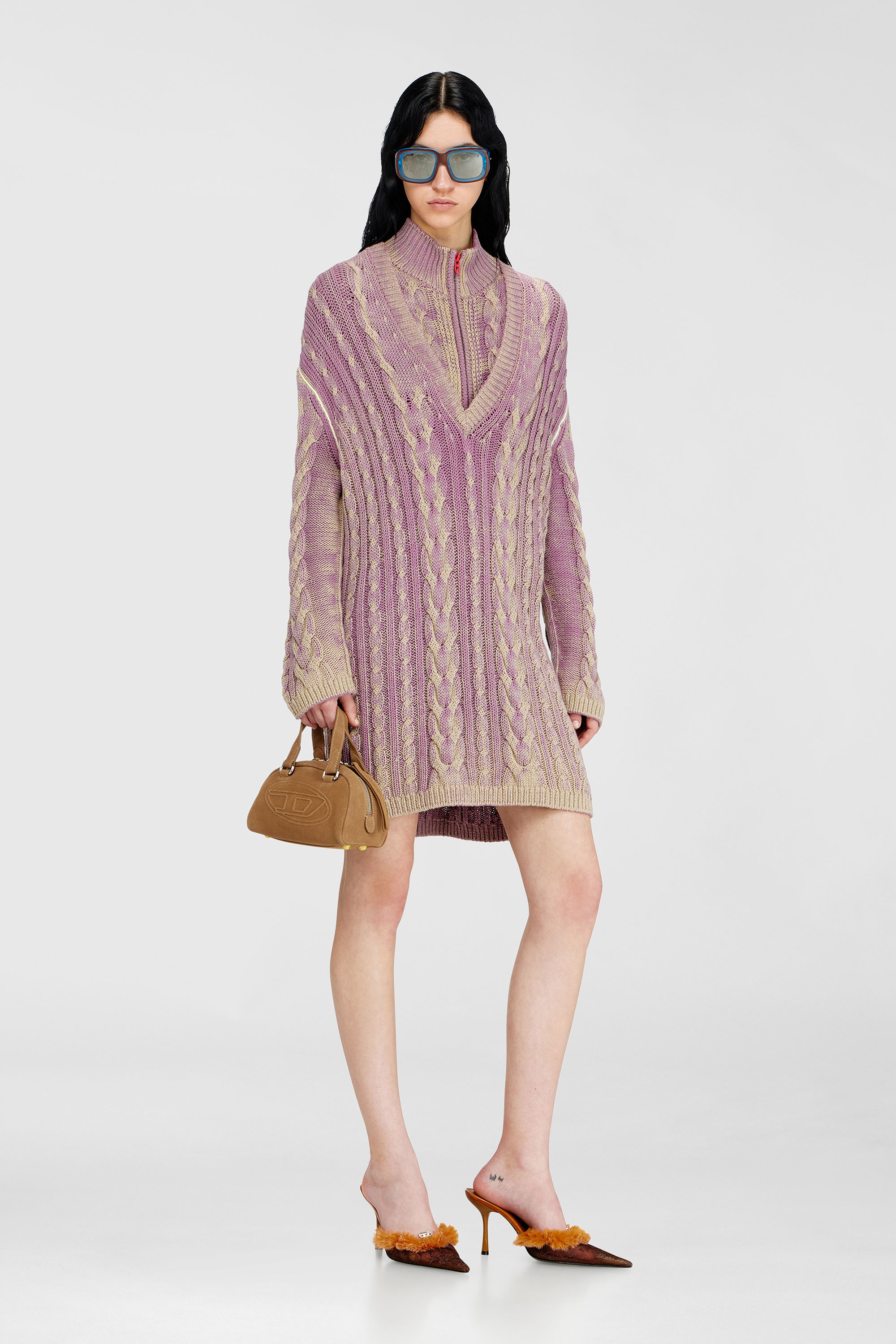 Short sweater dress in cable knit