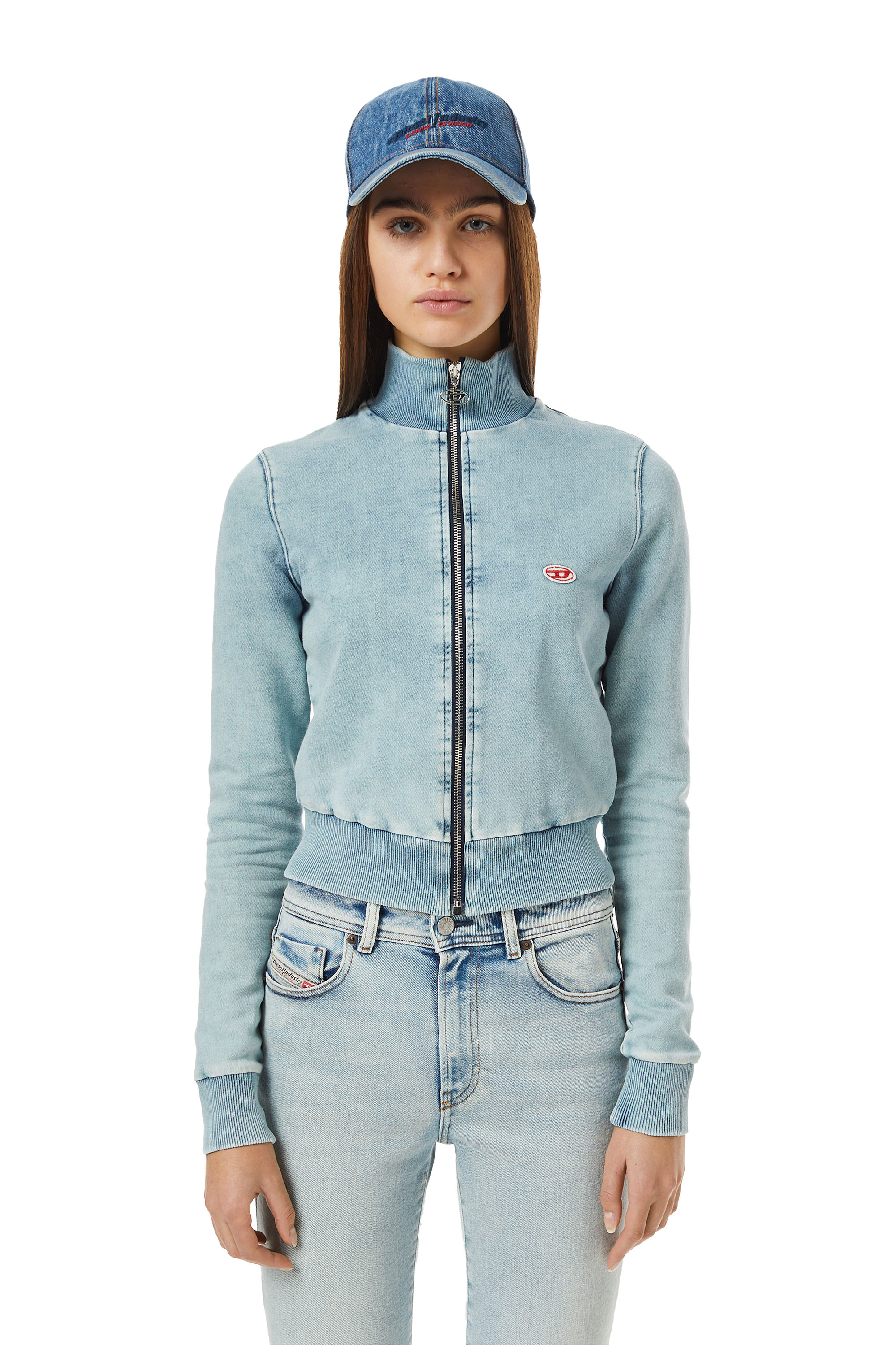 Diesel - D-EMY TRACK DENIM SWEATSHIRT, Light Blue - Image 1
