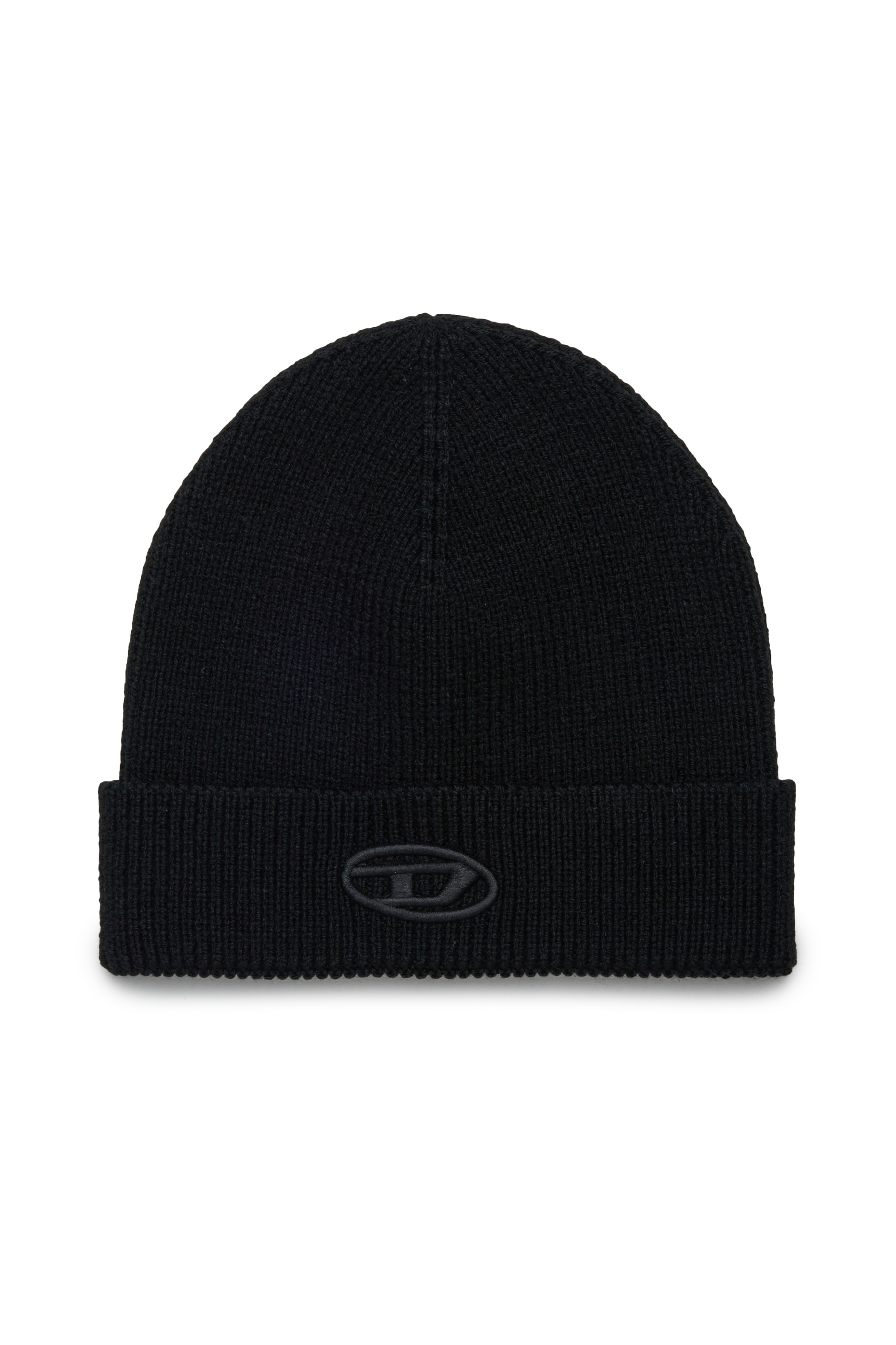 Diesel - FKCODERFULLYC, Unisex's Wool hat with embroidered logo in Black - 1