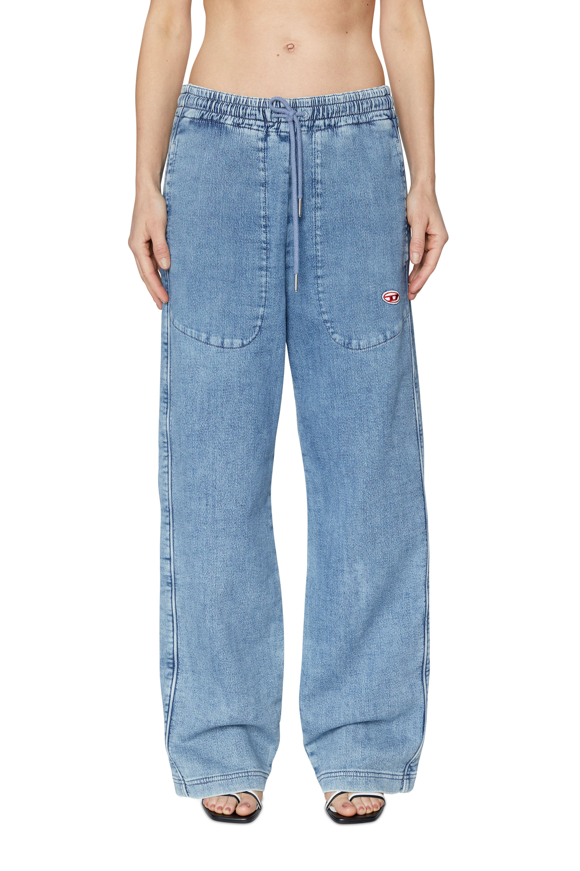Diesel - D-Martians Track Denim 09D01 Straight, Light Blue - Image 1