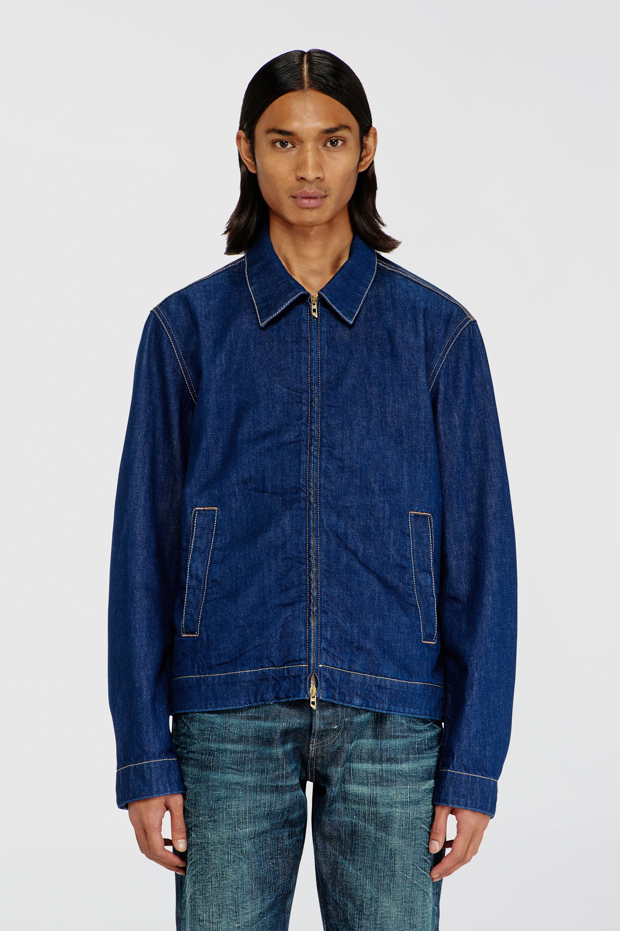 Diesel - D-ROHE, Man's Coach jacket in rinse denim in Medium blue - 1
