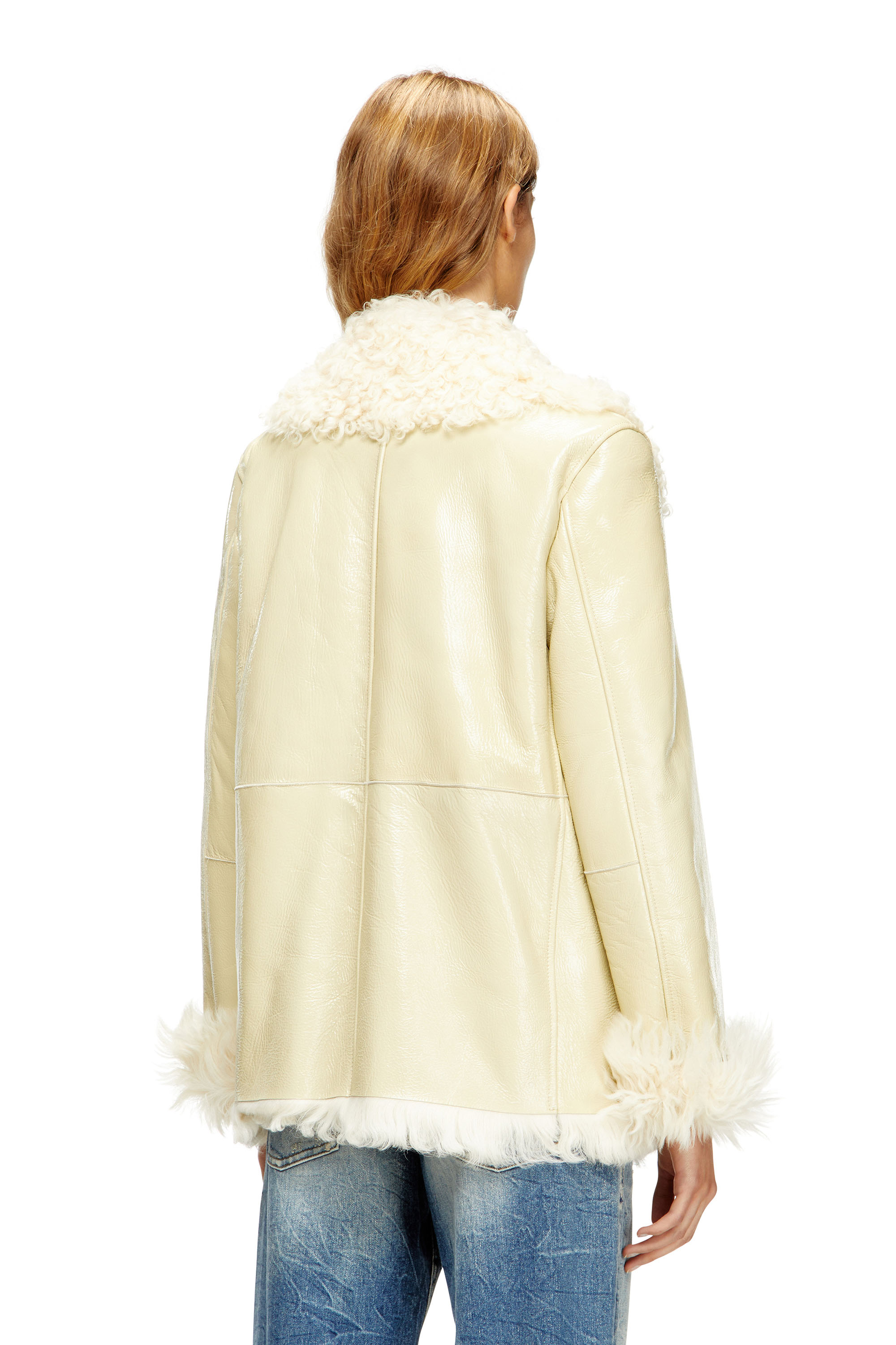Diesel - L-ACONIC, Woman's Patent shearling jacket in Beige - 4