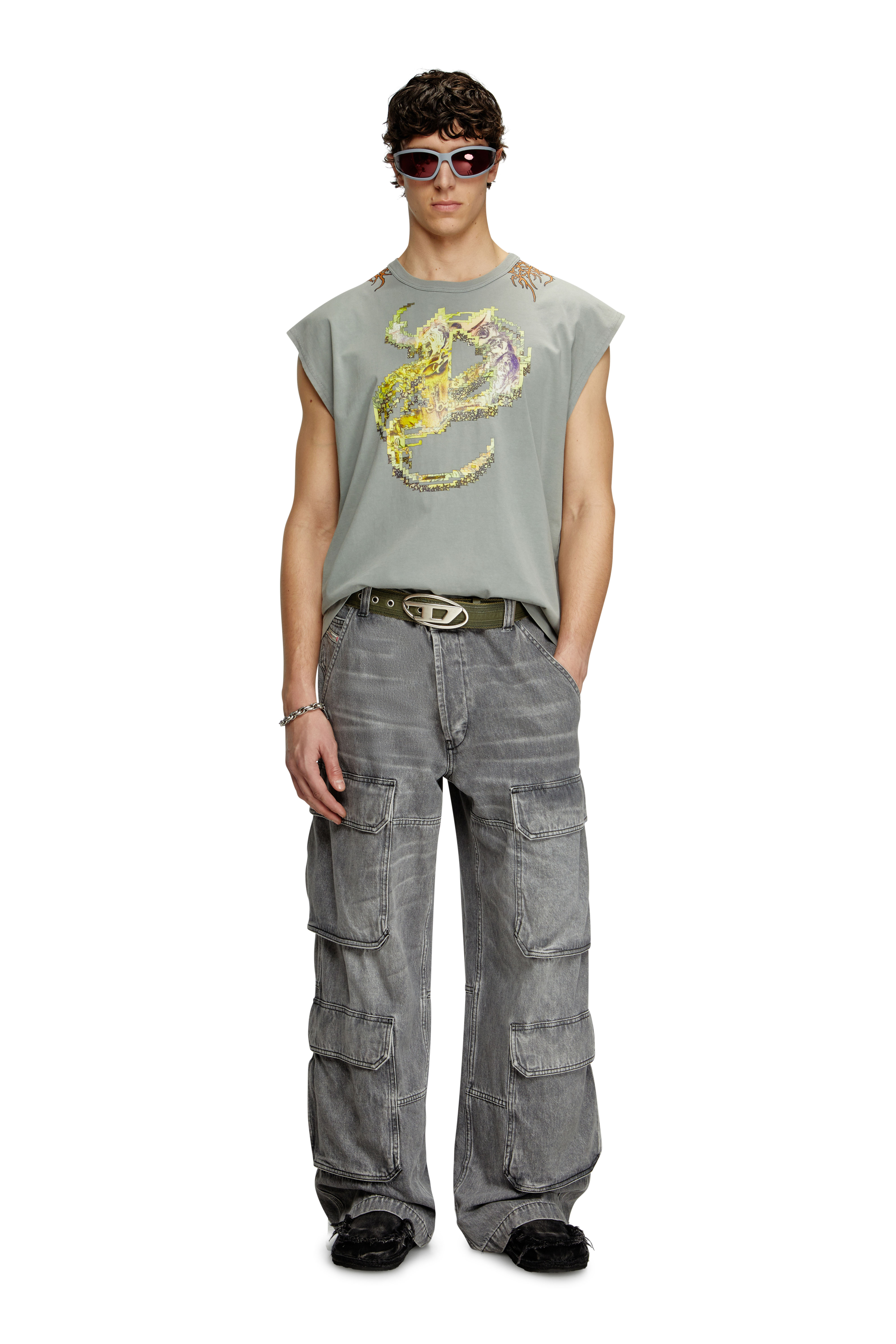 Diesel - T-BOXT-SL-R1, Man's Tank top with tattoo graphics in null - 2