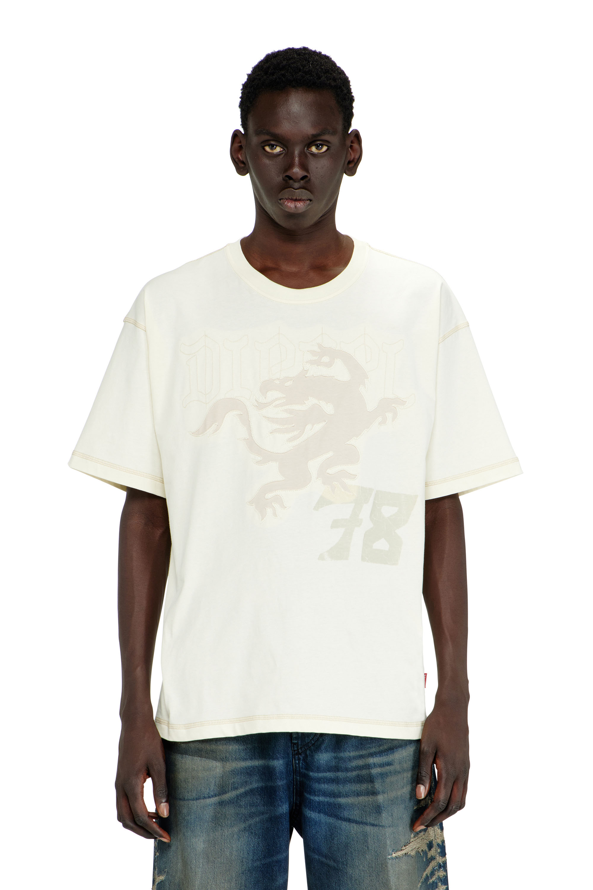 Diesel - T-BOXT-NOTCH, Man's Relaxed T-shirt with prints and embroderies in White - 3