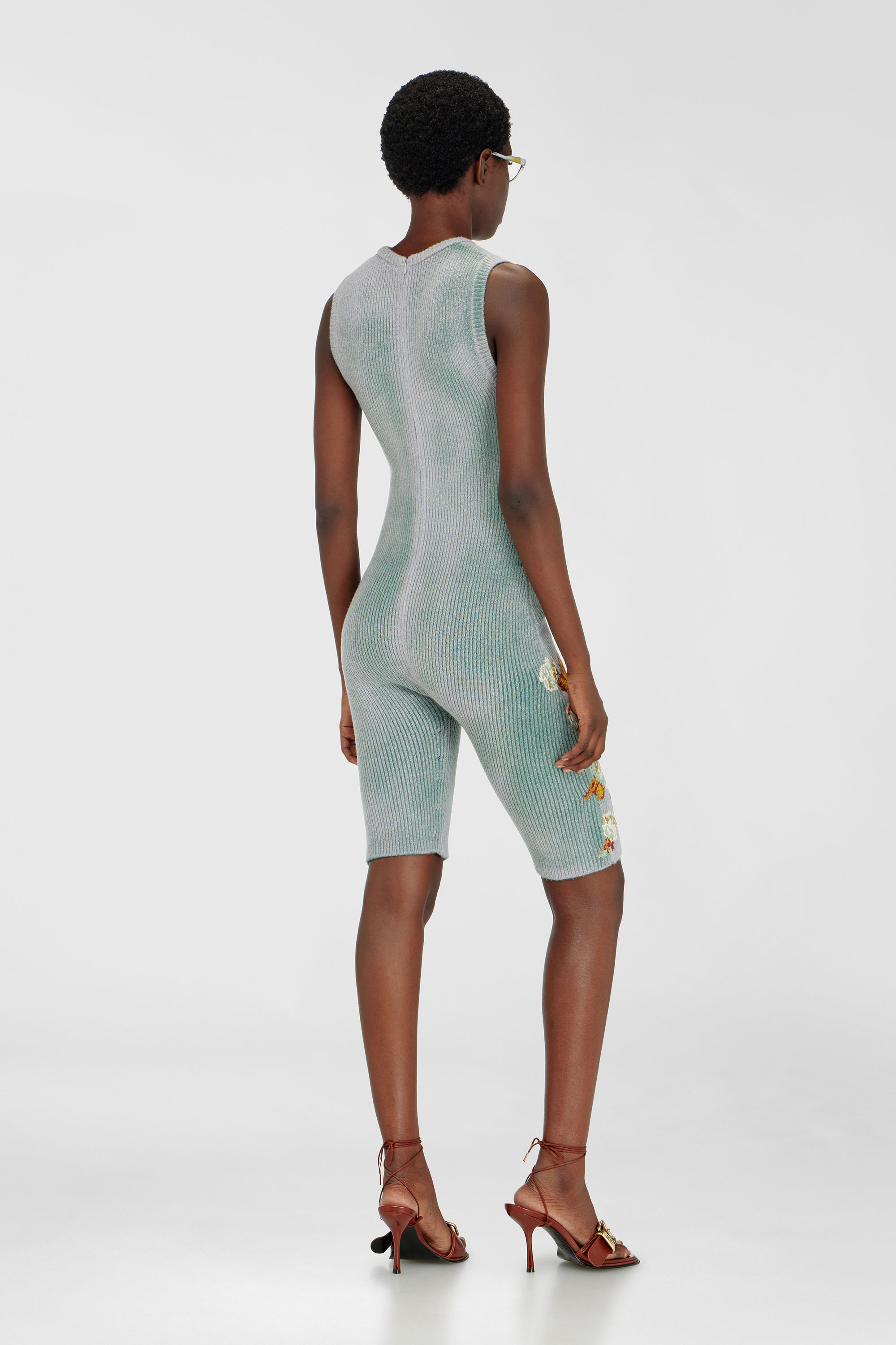 Diesel - M-RAREM, Woman's Knitted playsuit with floral motif in null - 4