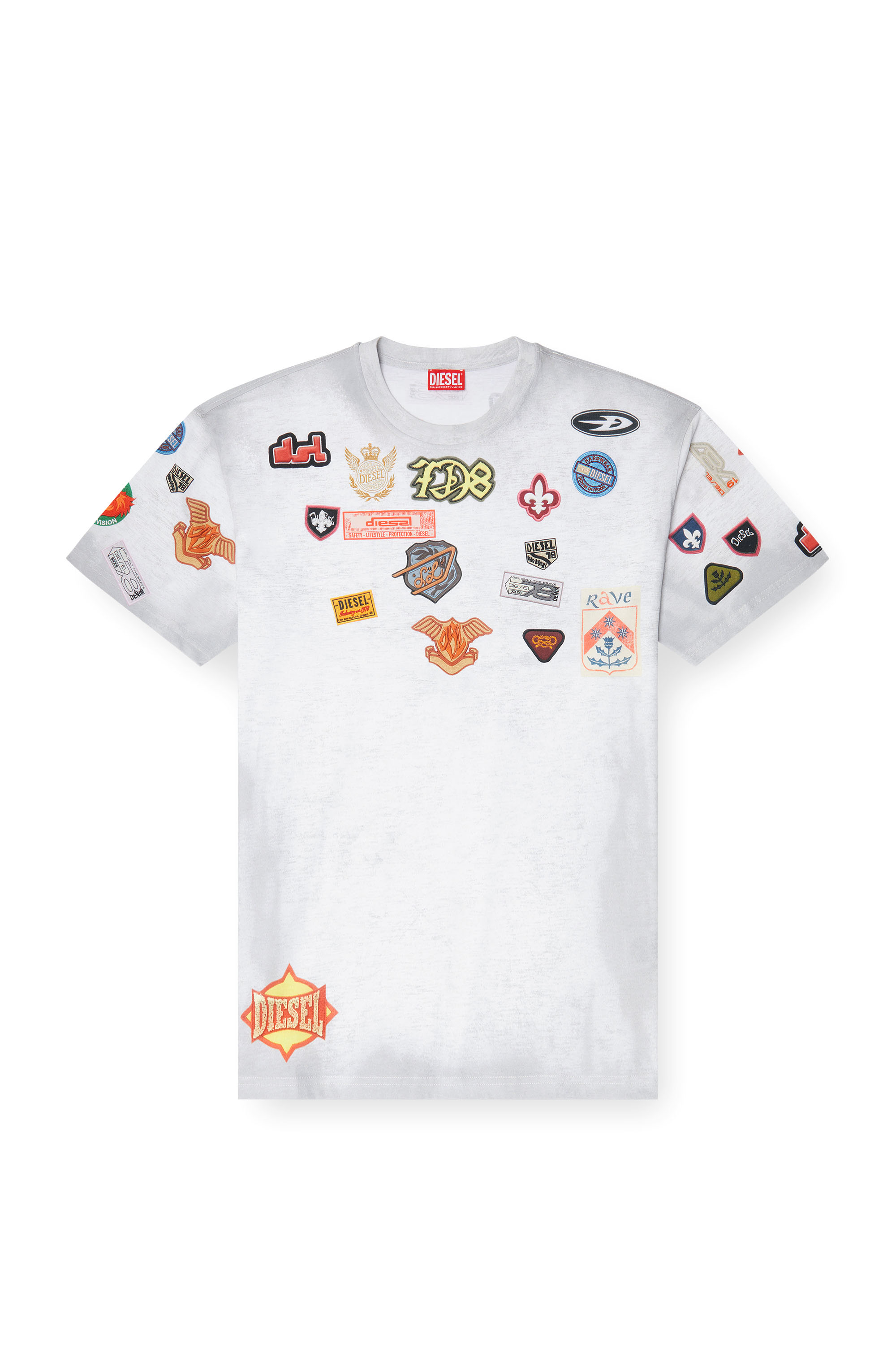 Diesel - T-BOXT-AA6, Man's Cotton T-shirt with all-over patches print in White - 3