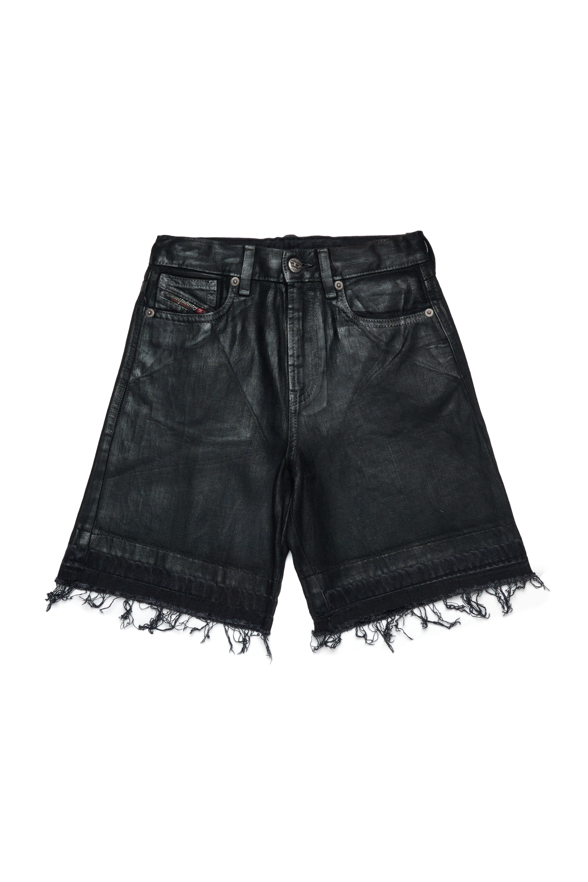 Diesel - D-ARGJX-SHORT-SP-J, Woman's Denim shorts with frayed details in Black/Dark grey - 1