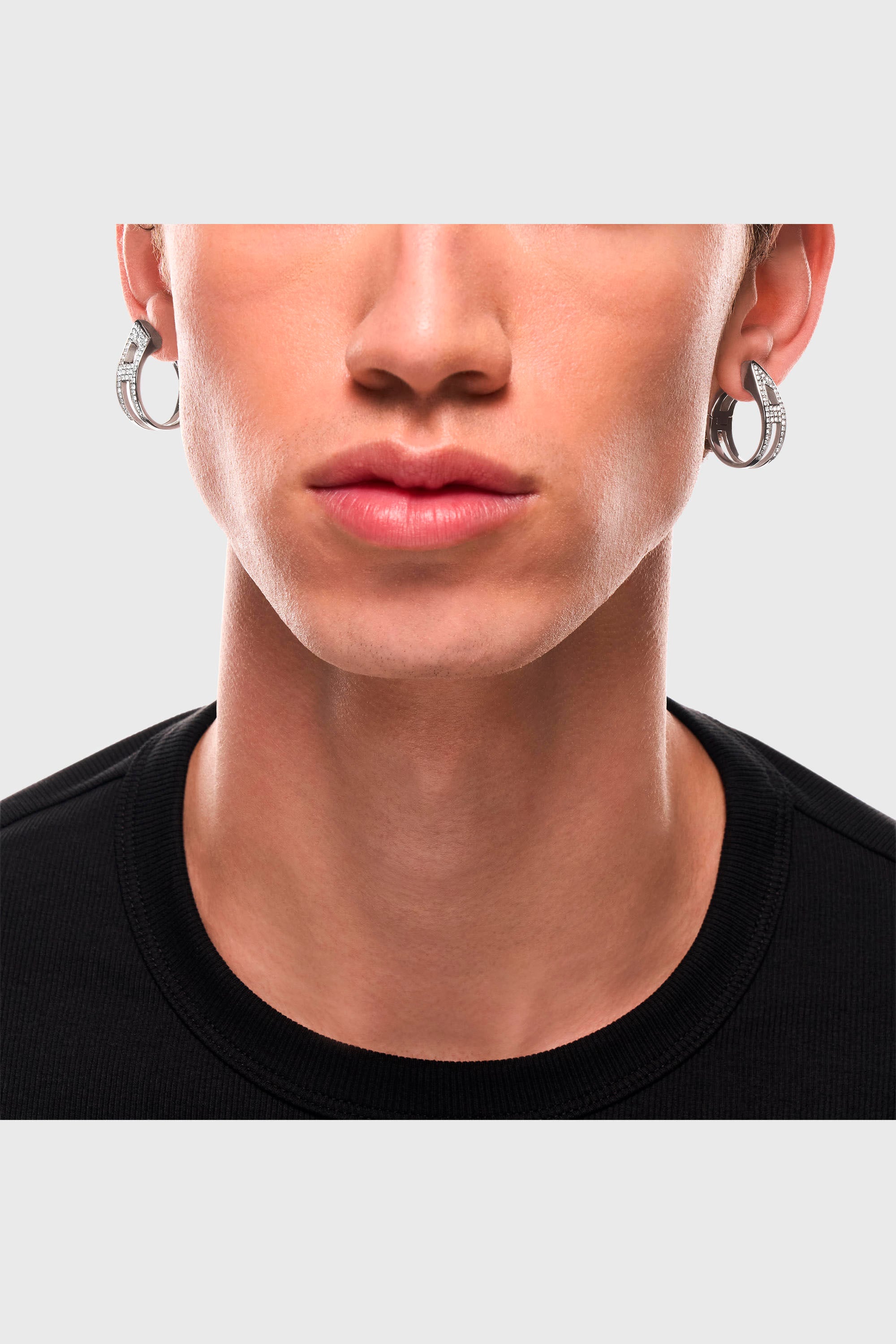 Diesel - DX1739040, Unisex's Stainless steel pave hoop earrings in Silver - 5