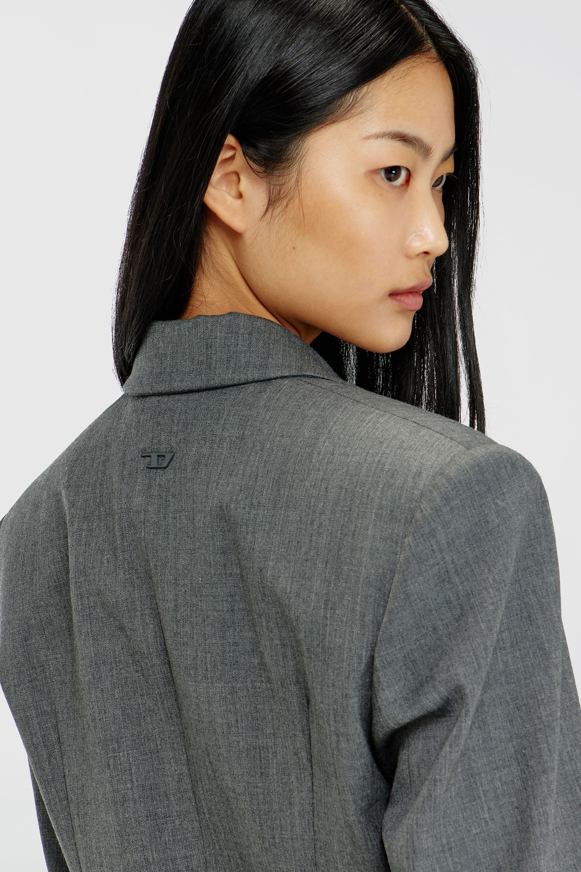 Diesel - G-LANCE, Woman's Cropped blazer in wool-blend suiting in Grey - 5