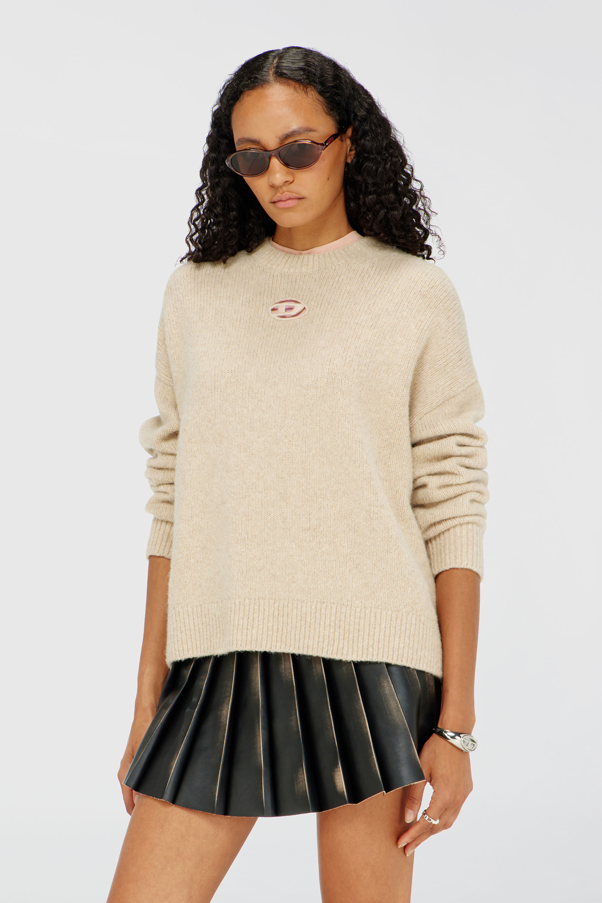 Diesel - M-AREETA, Woman's Jumper in wool and alpaca blend in Beige - 3
