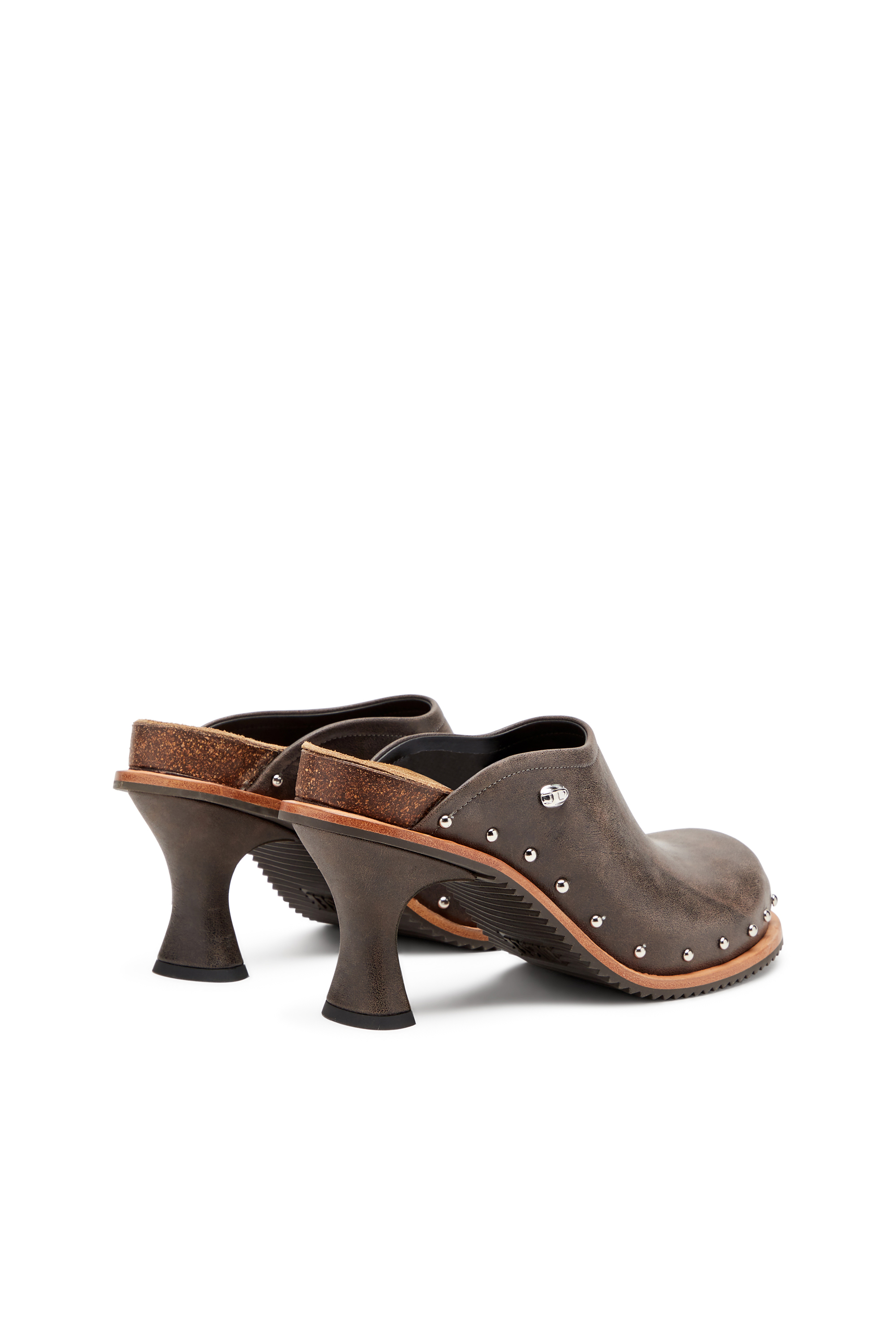 Diesel - D-WOODSTOCK ML CLOG W, Woman's Studded leather mules in Dark Brown - 4