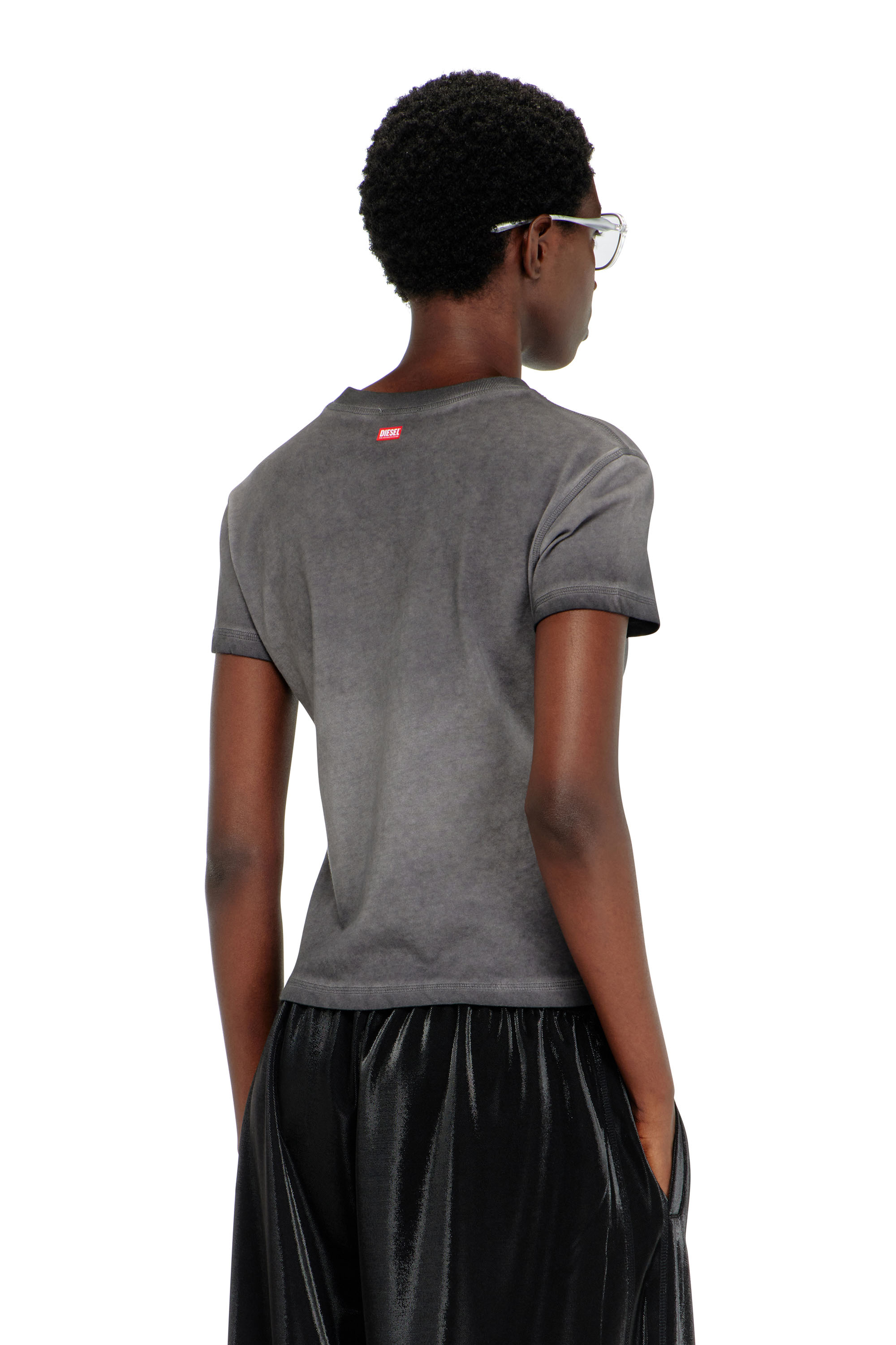 Diesel - T-ILA-AA7, Woman's Slim T-shirt with d&eacute;vor&eacute; Phoenix in Dark grey - 4