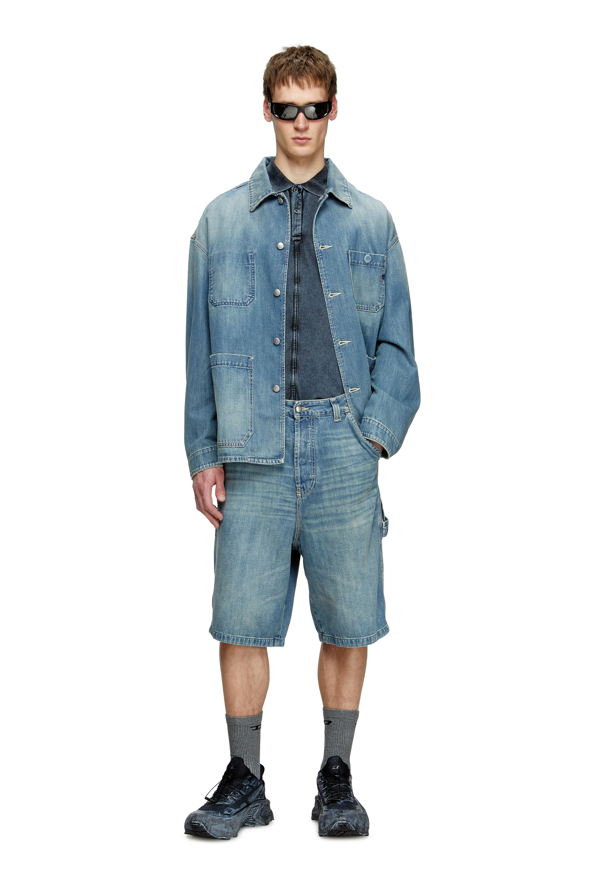 Diesel - D-LIVERY-W-SHORT, Man's Utility-style denim shorts in Light Blue - 1
