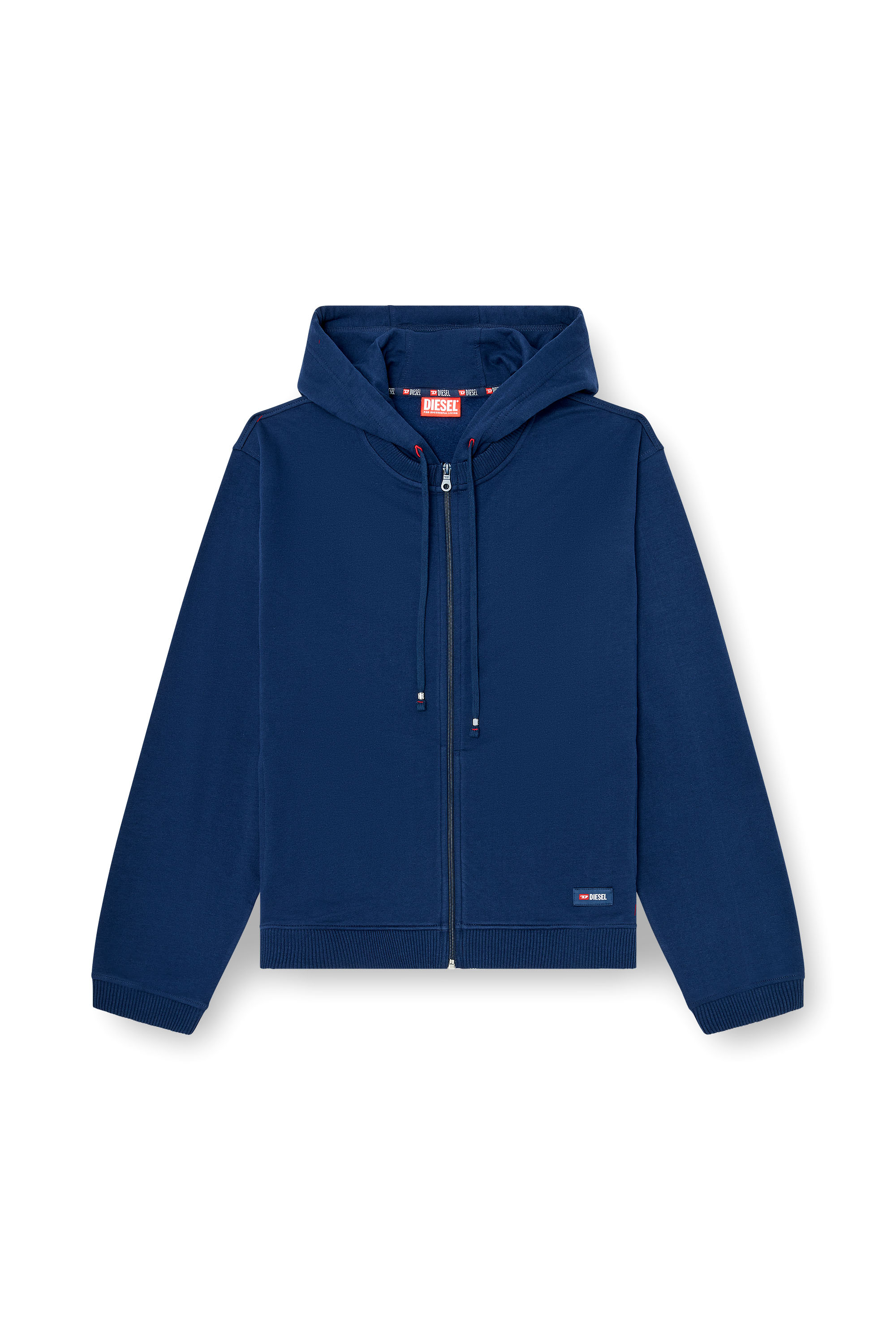 Diesel - JOY-D-CORE, Man's Hoodie in peached cotton blend in Blue - 2