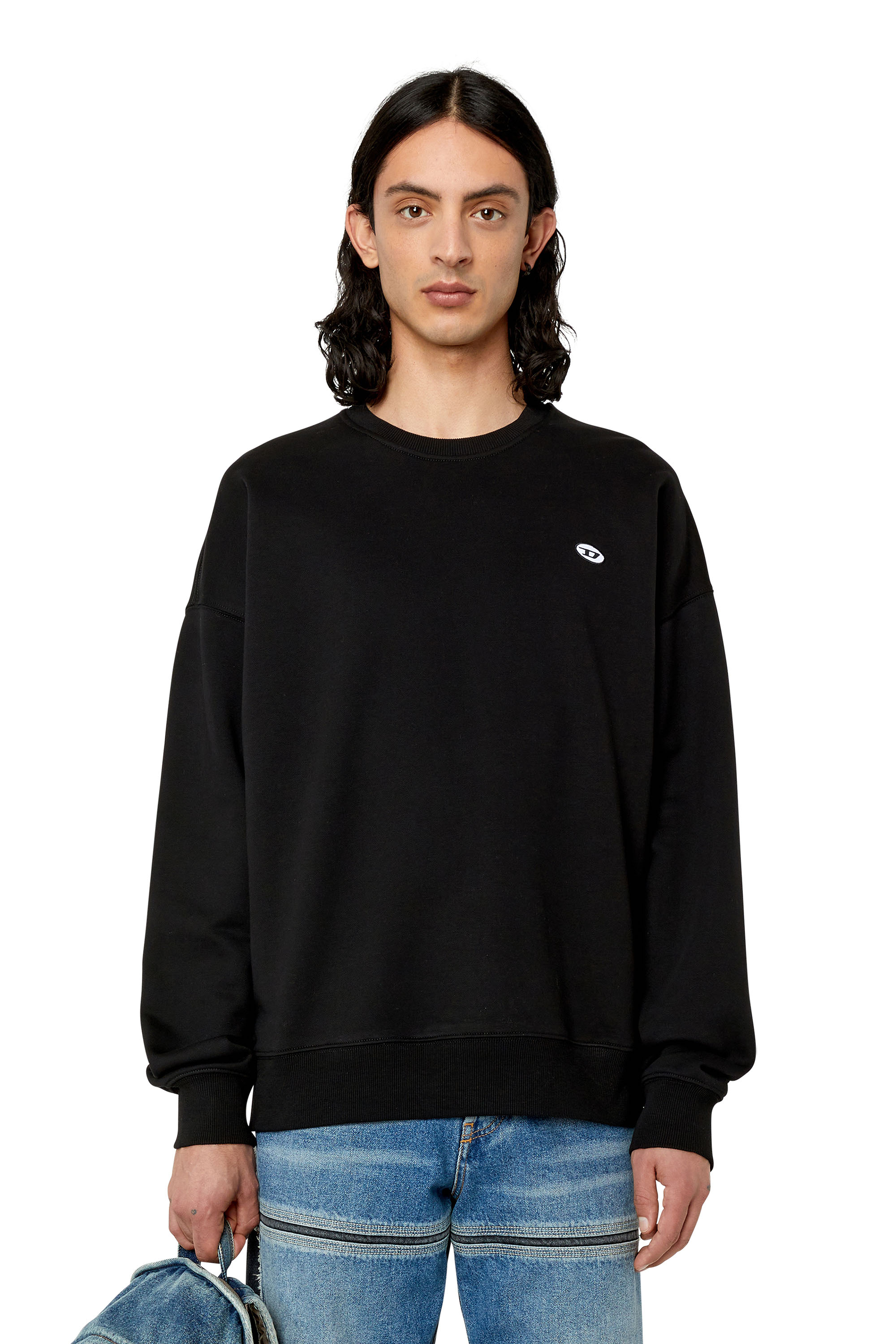 Diesel - S-ROB-DOVAL-PJ, Man Sweatshirt with oval D patch in Black - Image 1
