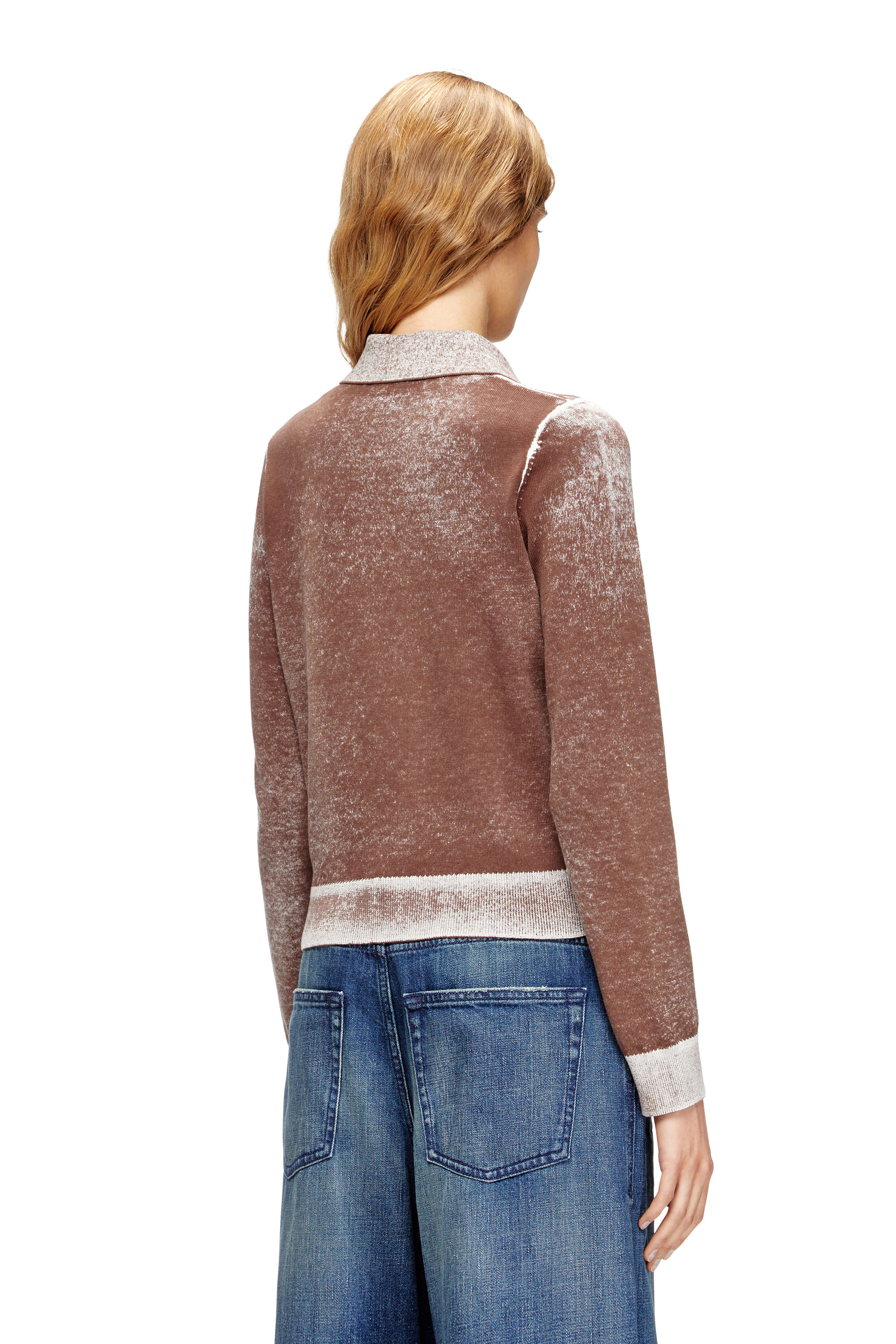 Diesel - M-LOREN, Woman's Cardigan with faded reverse print in Brown - 4