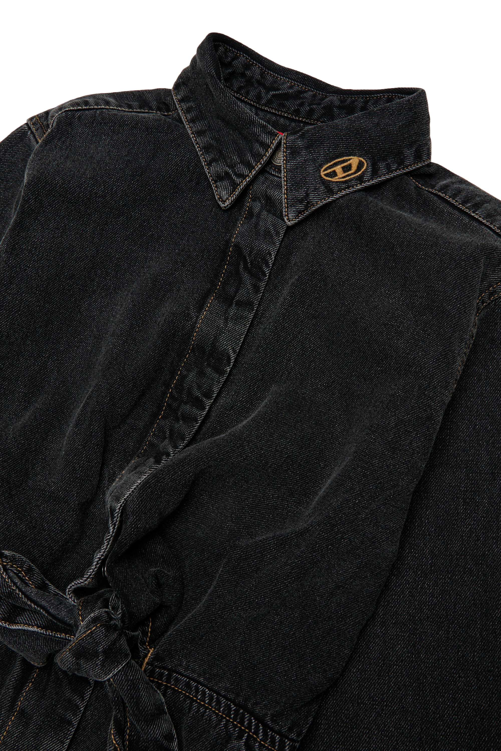 Diesel - DESUSY, Woman's Denim shirt dress with tie-knot waist in Black/Dark grey - 3