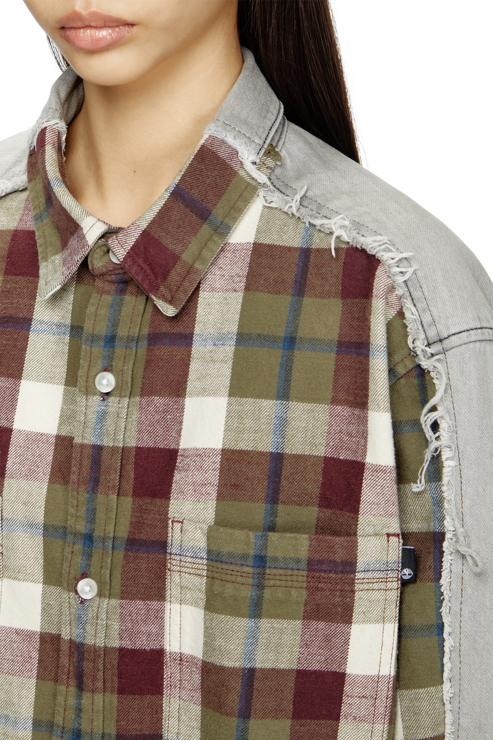 Diesel - Shirt Diseloves 8B, Unisex's Check and bleach-effect denim shirt in Red/Grey - 5