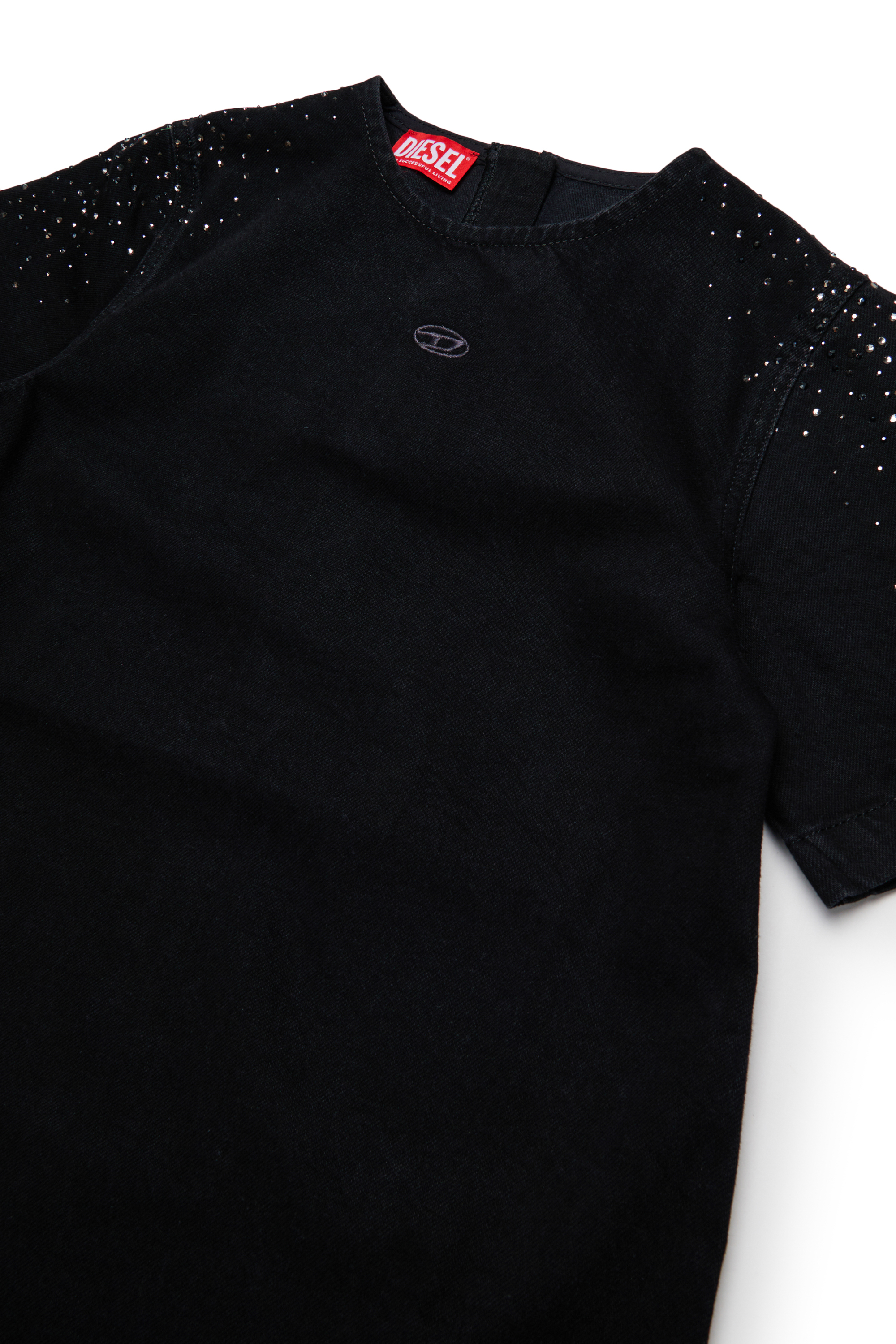 Diesel - DILBY, Woman's Rhinestone-embellished T-shirt dress in Black/Dark grey - 3