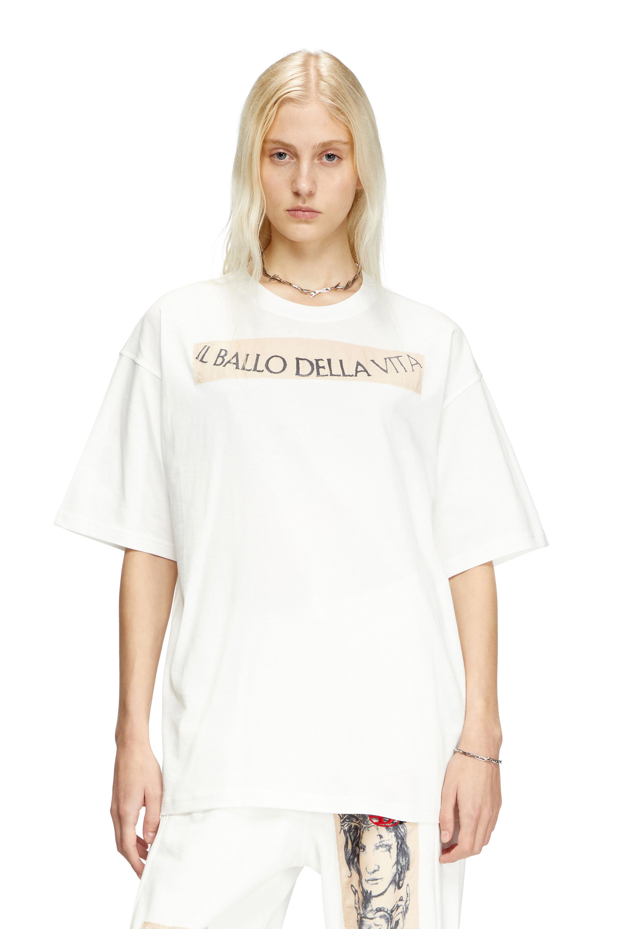 Diesel - T-BOXT-BALLO-DD, Unisex's T-shirt with tattoo patch in White - 4