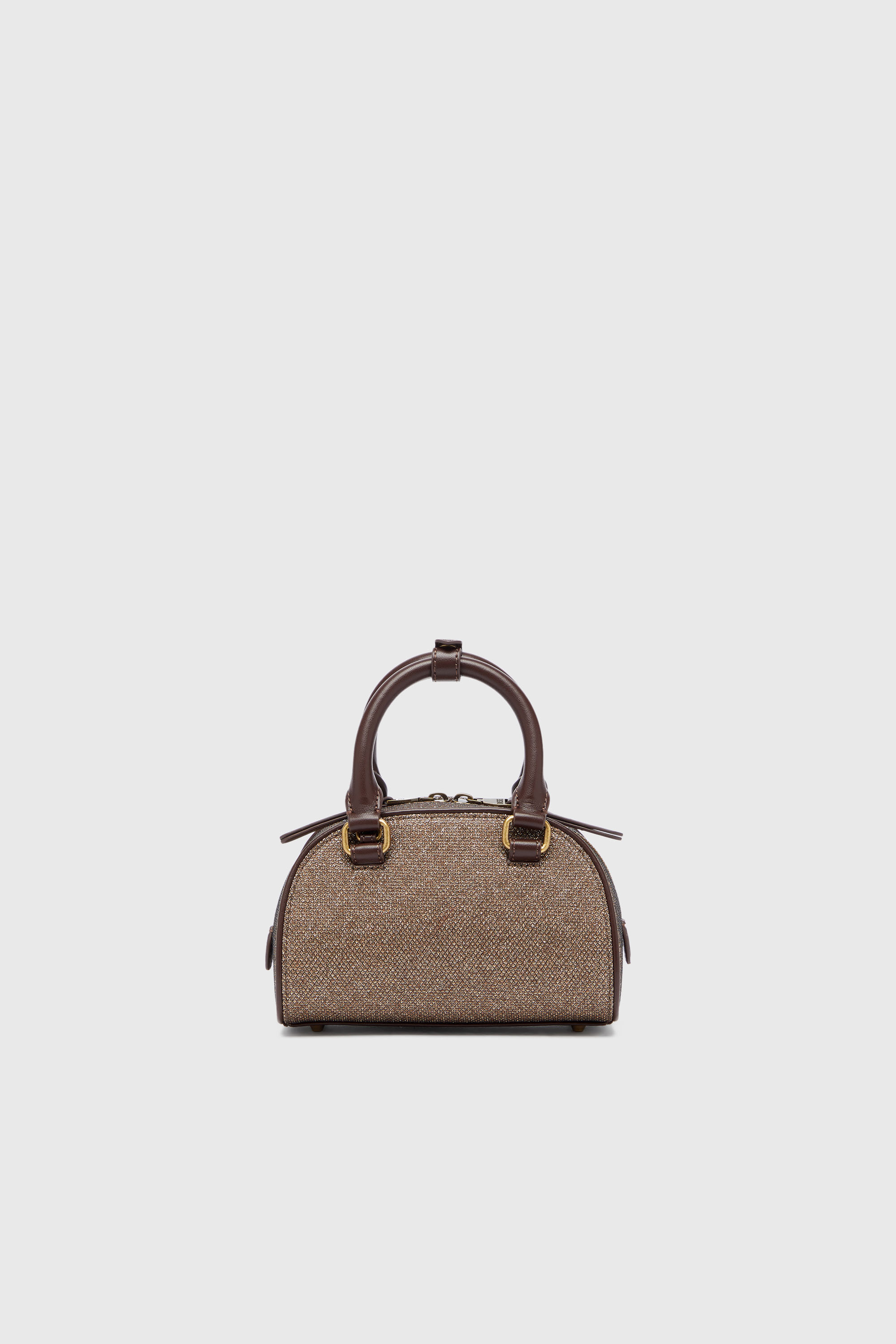 Diesel - 1DR DOME CROSSBODY, Woman's 1DR Dome- Small bowling bag in Lurex fabric in Brown - 2