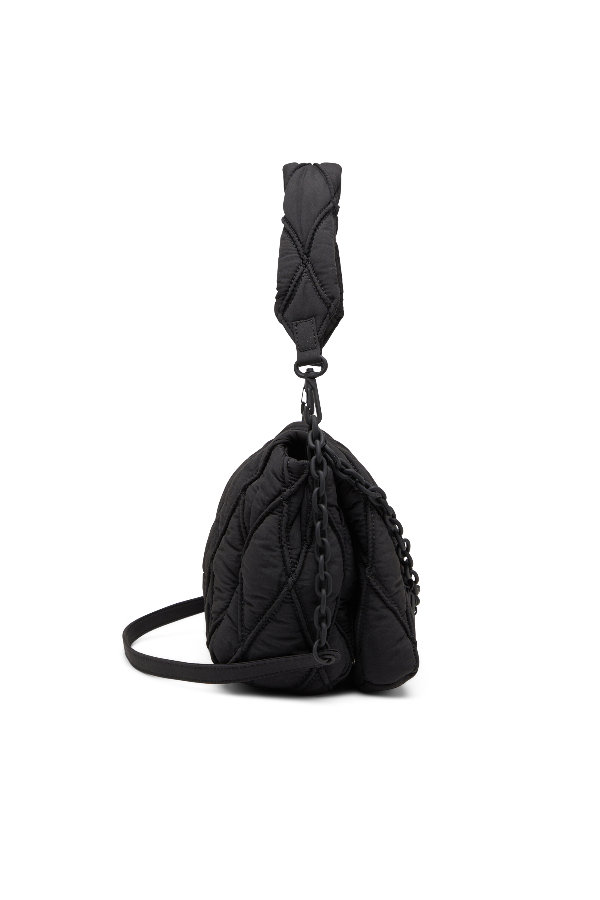 Diesel - CHARM-D SHOULDER M, Woman's Shoulder bag in quilted nylon in Black - 4