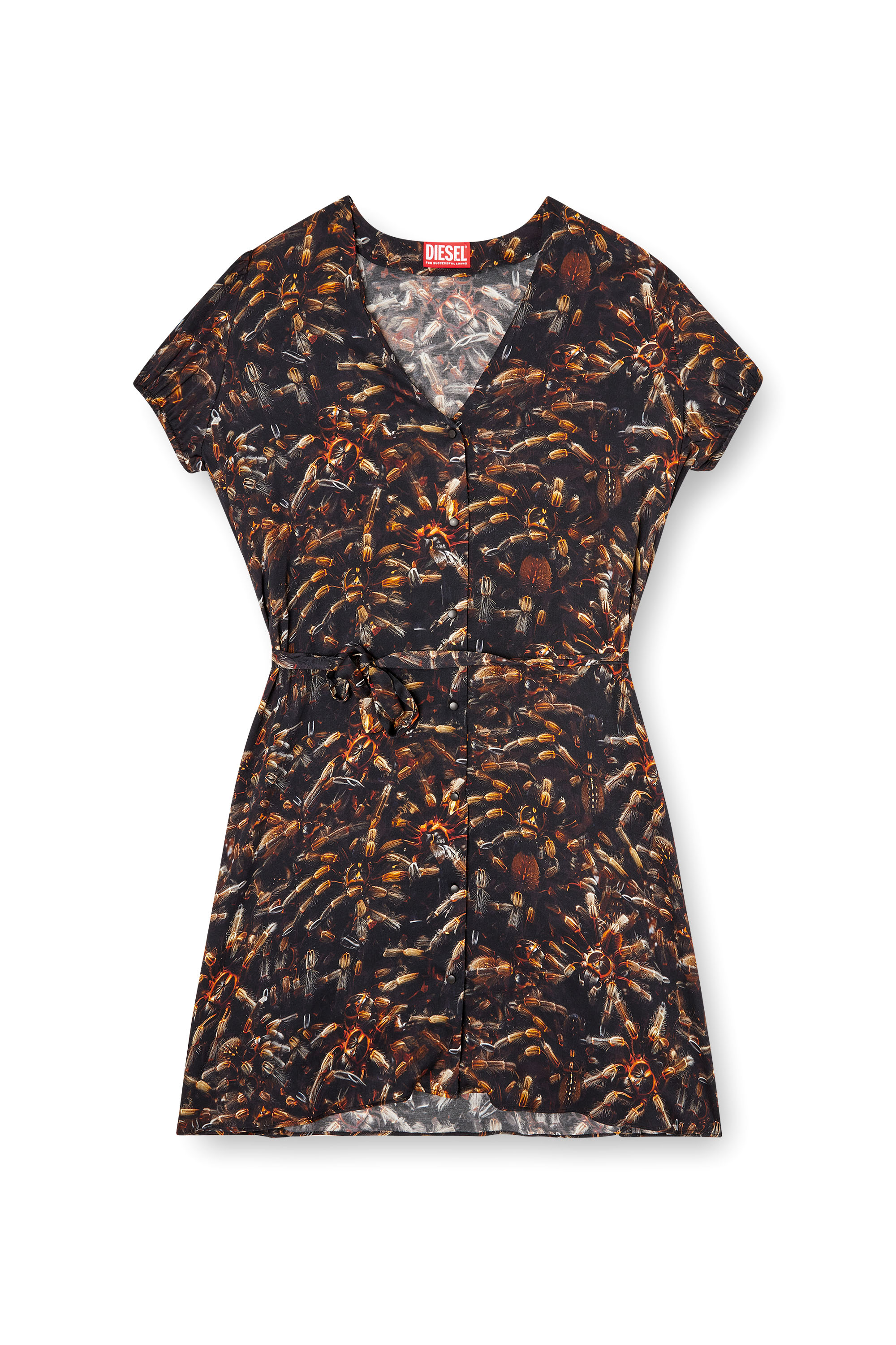 Diesel - D-OLLISH, Woman's Viscose dress with waist belt in Black - 2