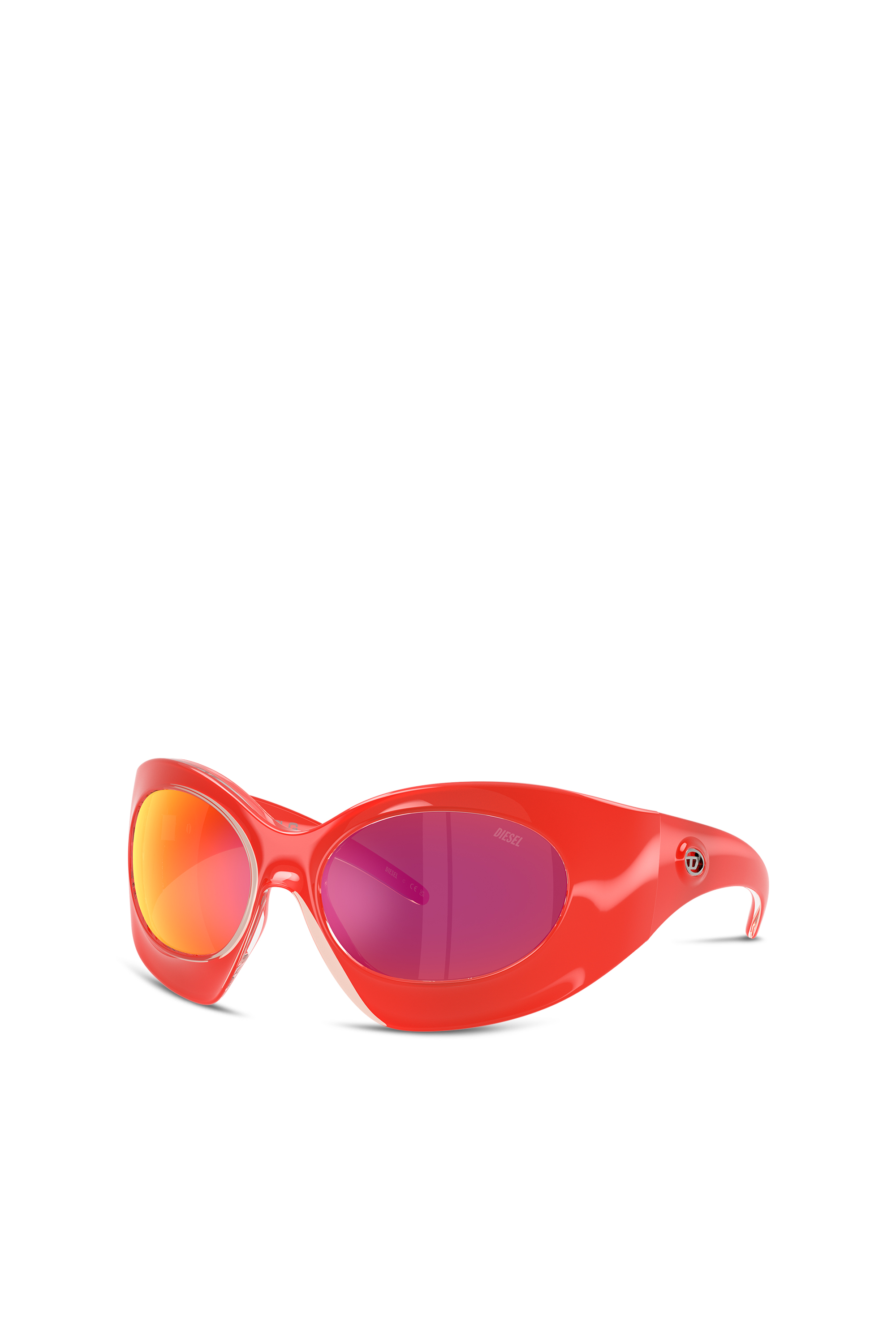 Diesel - Tropik_ta Sunnies, Unisex's Wraparound shape sunglasses in Orange - 4