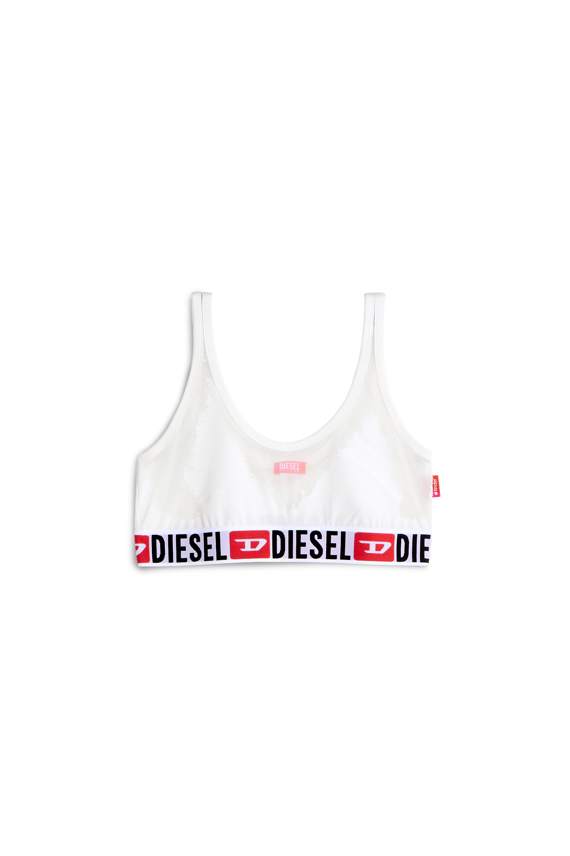 Diesel - PR-ORIBA-D-CORE, Woman's Bralette with sheer devor&eacute; effect in White - 3