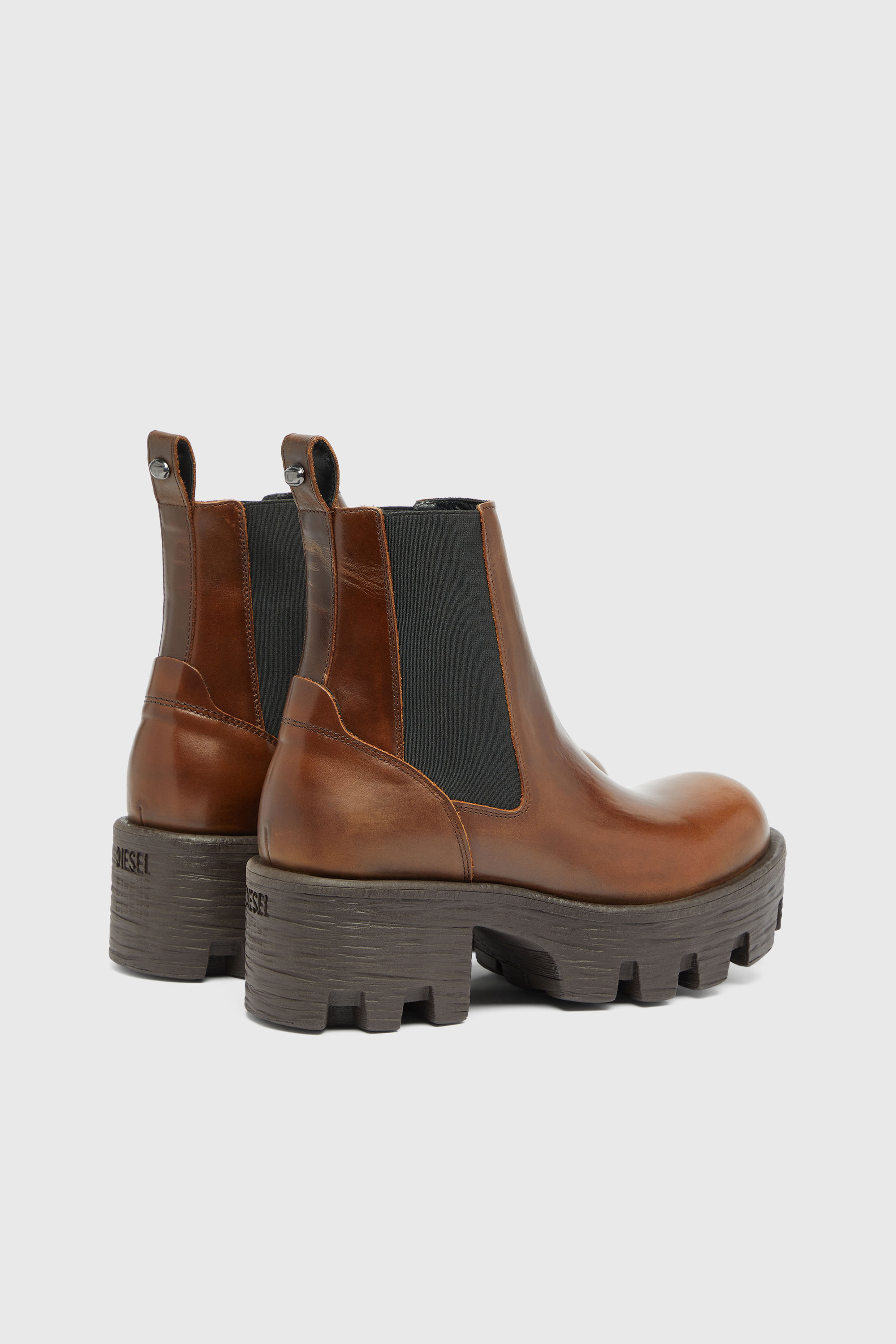 Diesel - D-HAMMER CHUNKY W, Woman's D-Hammer-Chelsea boots in leather in Brown - 3